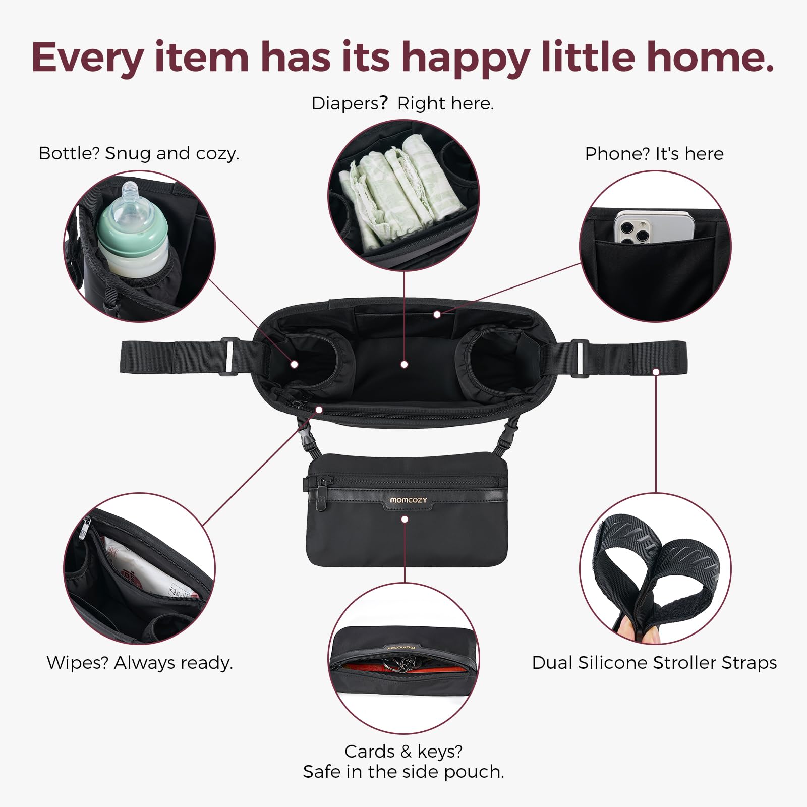 momcozy-universal-stroller-organizer-stroller-caddy-with-insulated-cup-holders-s image 4