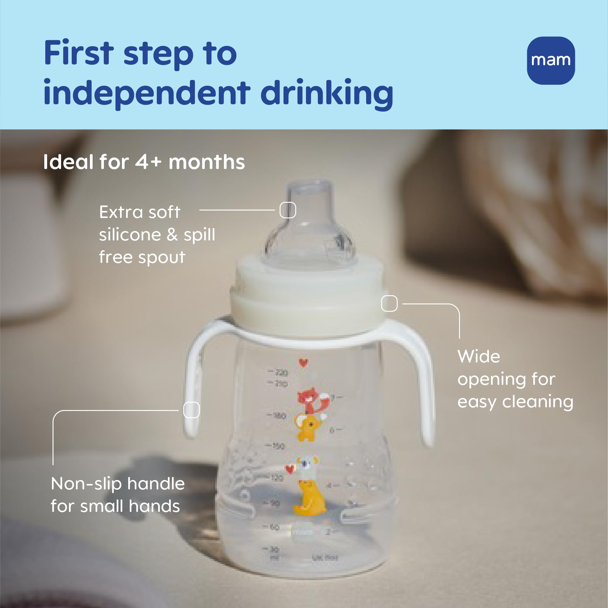 mam-trainer-sippy-cup-for-toddlers-1-3-8-oz-blue-with-extra-soft-spout-and-non-s image 2