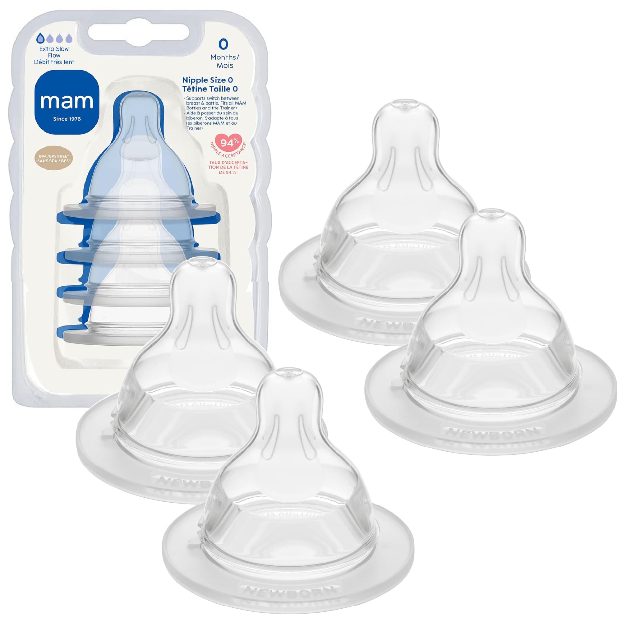 mam-anti-colic-extra-slow-flow-nipples-fits-all-mam-bottles-4-pack image 1