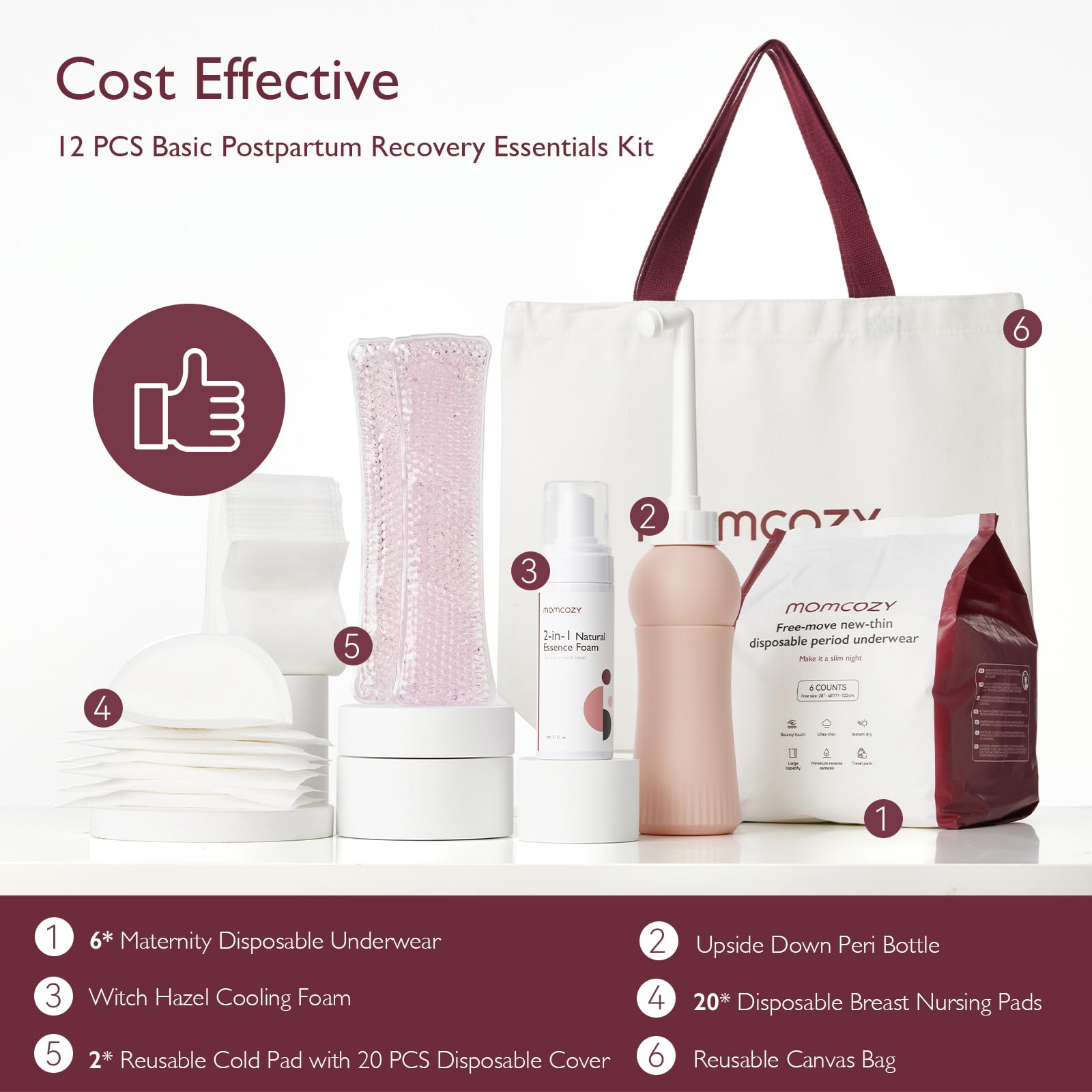 momcozy-postpartum-recovery-essentials-kit-disposable-underwear-cold-pads-peri-b image 2