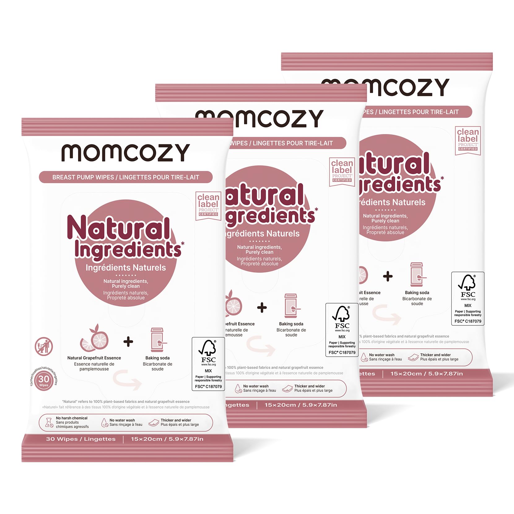 momcozy-natural-breast-pump-wipes-30-count-pack-of-3-fast-clean-with-grapefruit- image 1
