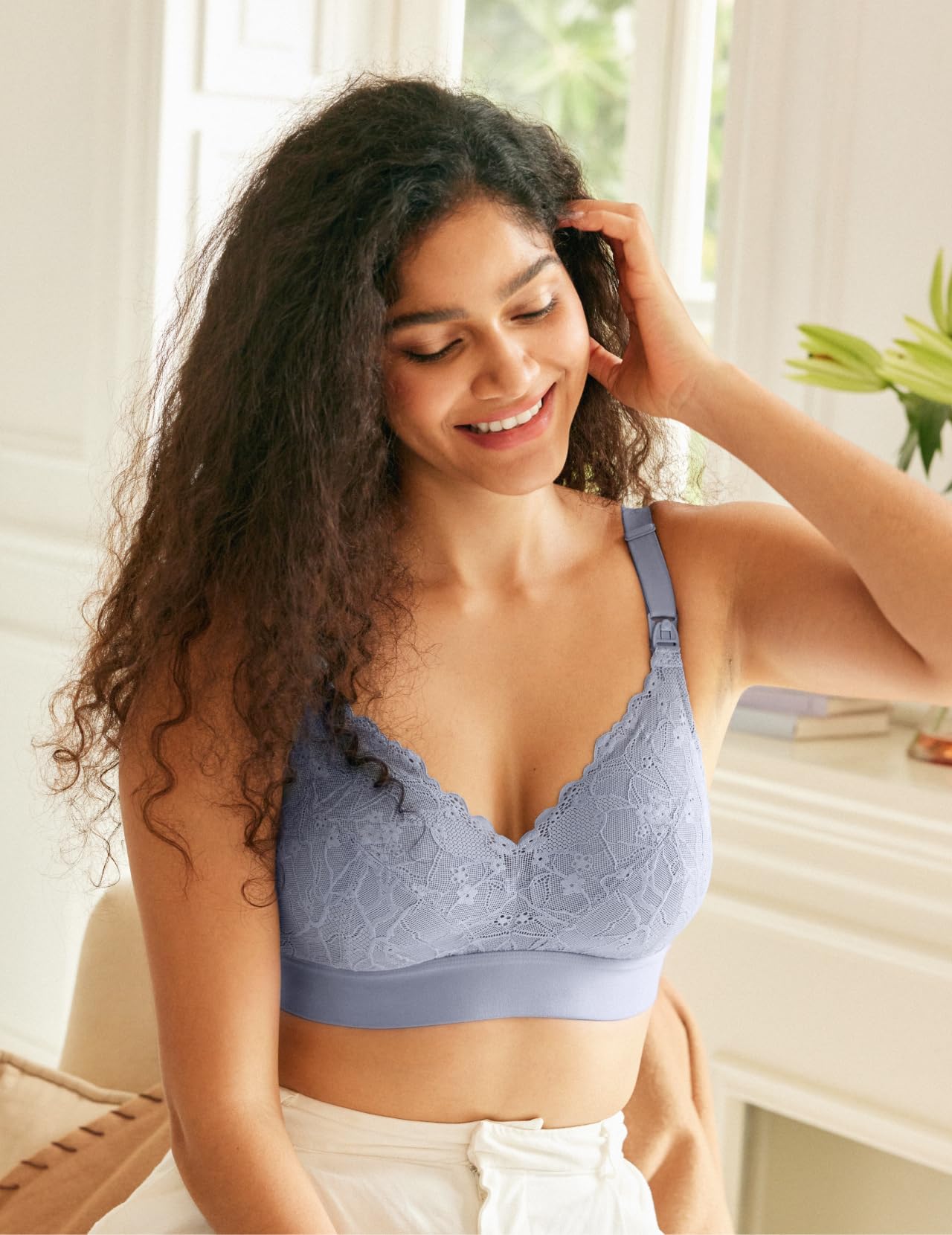 momcozy-lace-nursing-bra-for-breastfeeding-wirefree-maternity-bra-with-fixed-pad image 6