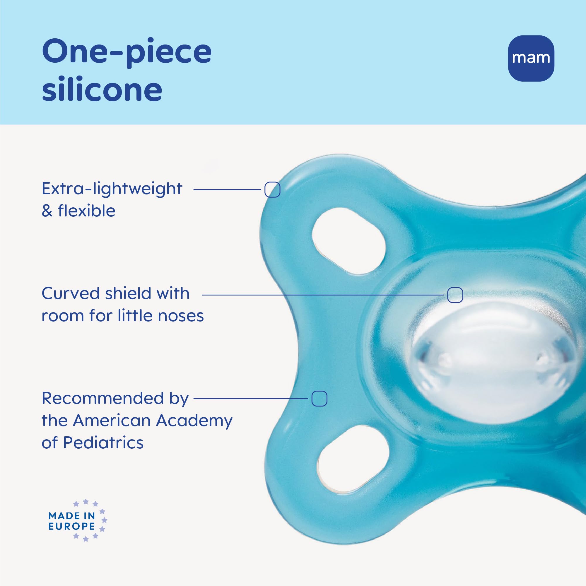 mam-comfort-baby-pacifier-0-3-months-lightweight-one-piece-bpa-free-silicone-2-p image 2
