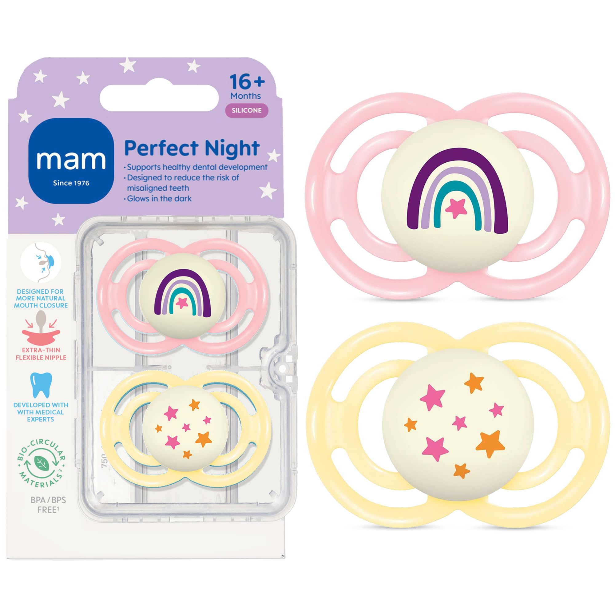 mam-perfect-baby-premium-pacifier-16-months-extra-thin-nipple-glow-in-the-dark-b image 8