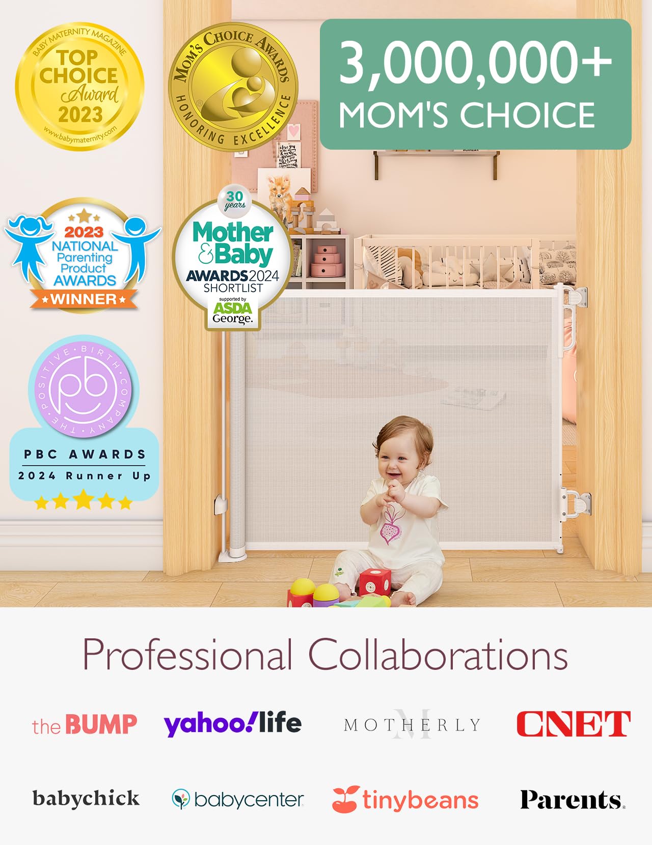 momcozy-auto-locking-retractable-mesh-baby-gate-33-tall-55-wide image 7