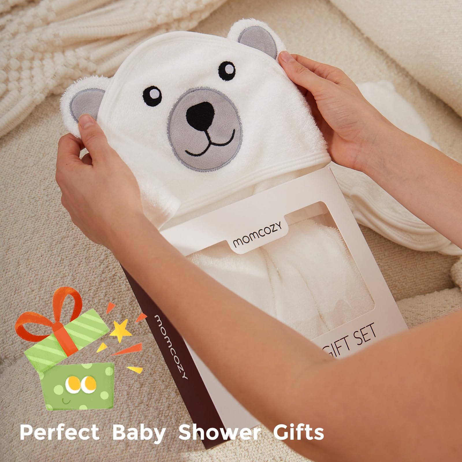 momcozy-baby-bath-towel-set-with-hood-5-piece-soft-breathable-for-newborns-b0bdq image 7