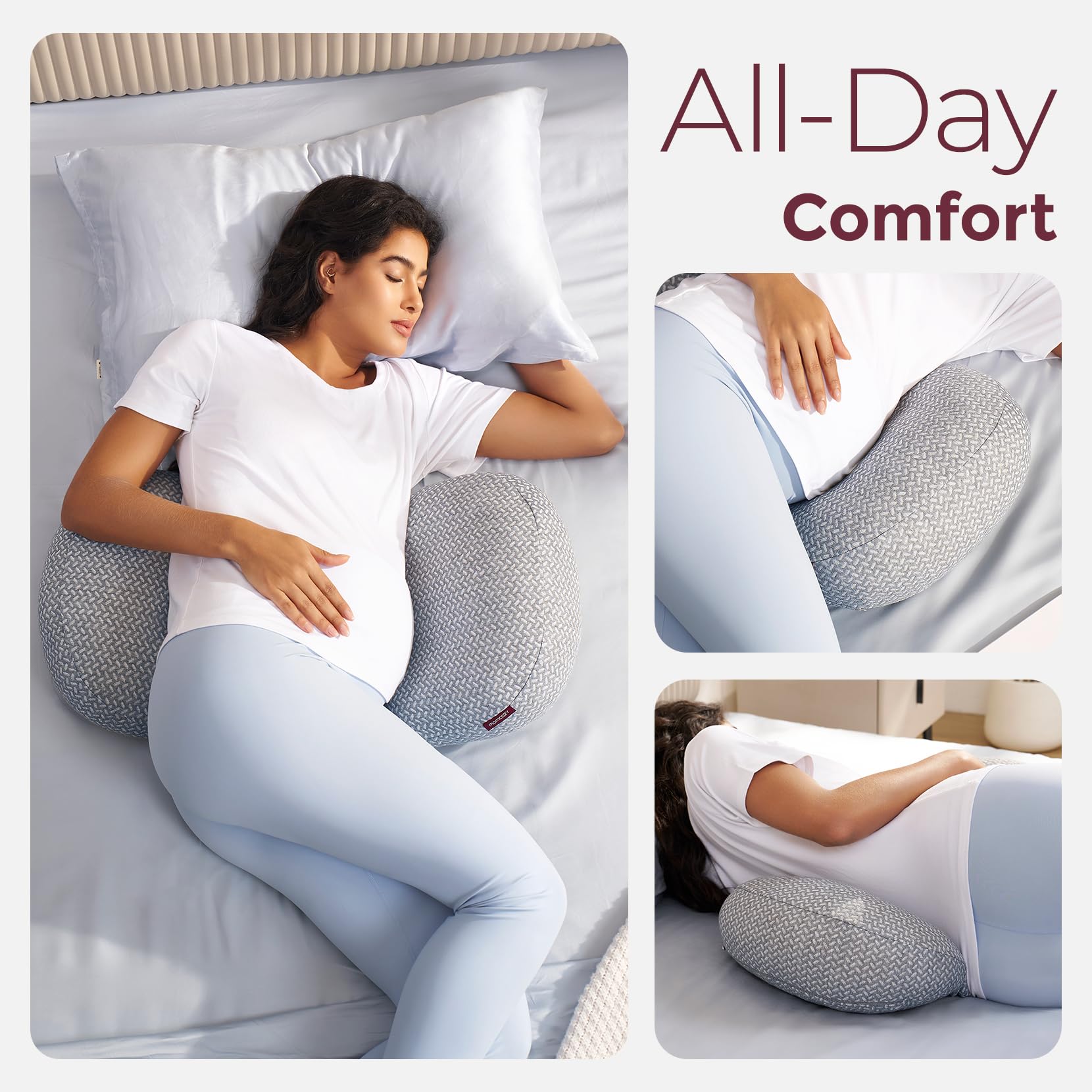 momcozy-memory-foam-portable-pregnancy-pillow-w-shaped-adjustable-maternity-wedg image 8