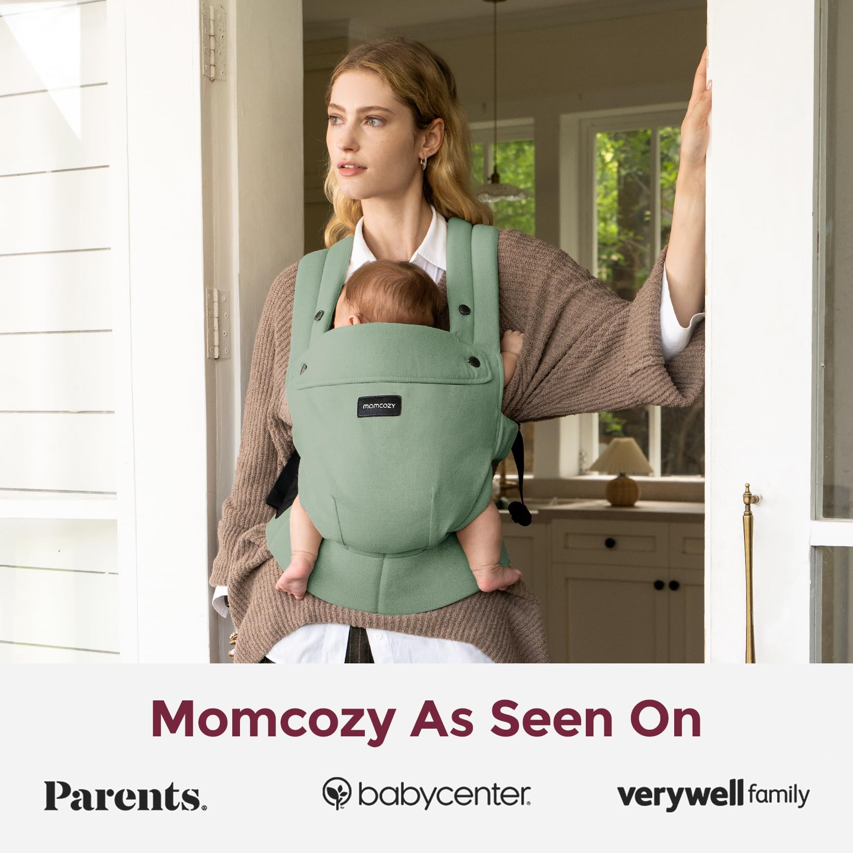 momcozy-baby-carrier-with-cotton-linen-ergonomic-design-7-45-lbs-sage-green image 6