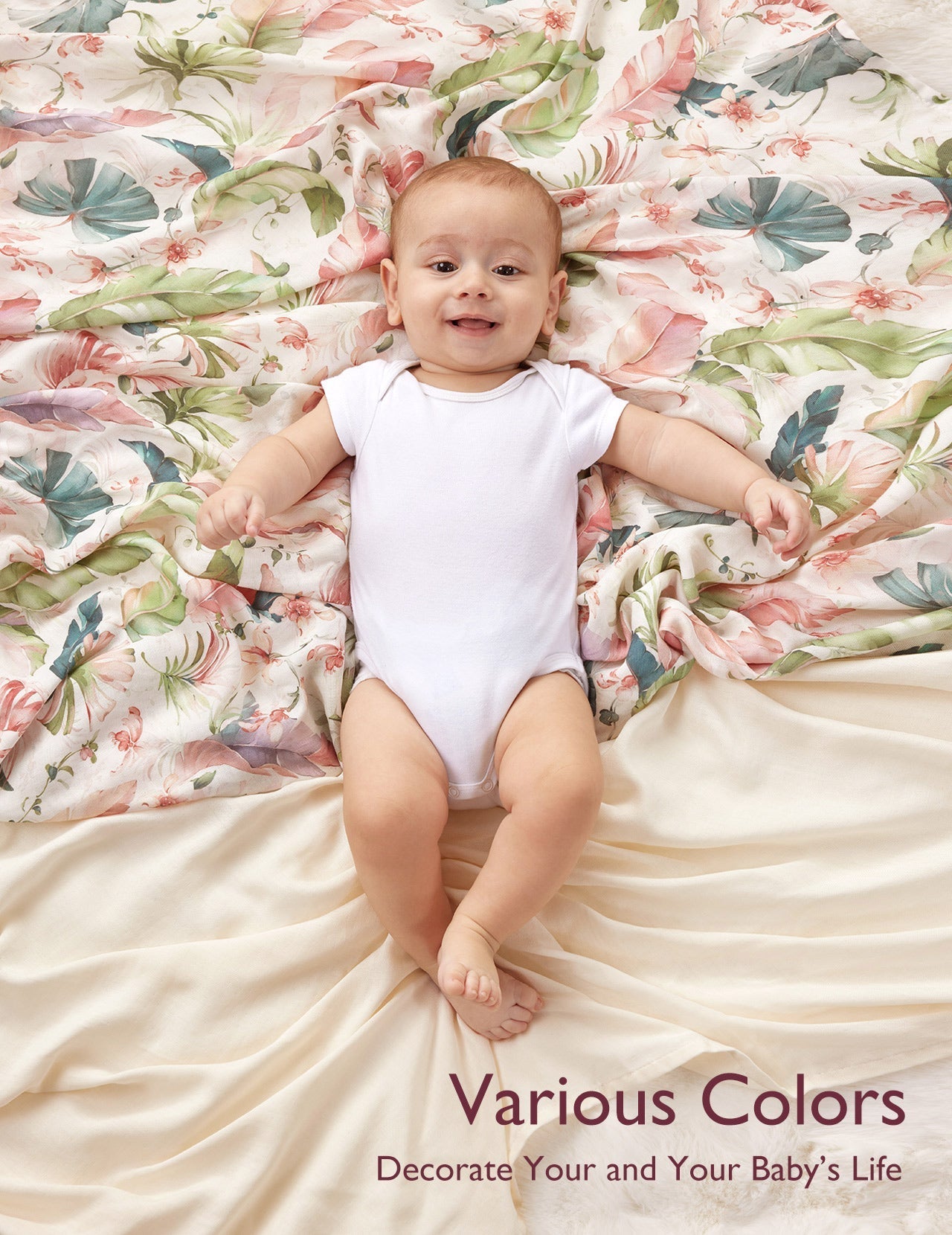 momcozy-softness-swaddle-blankets-2-pack-flower-beige image 6