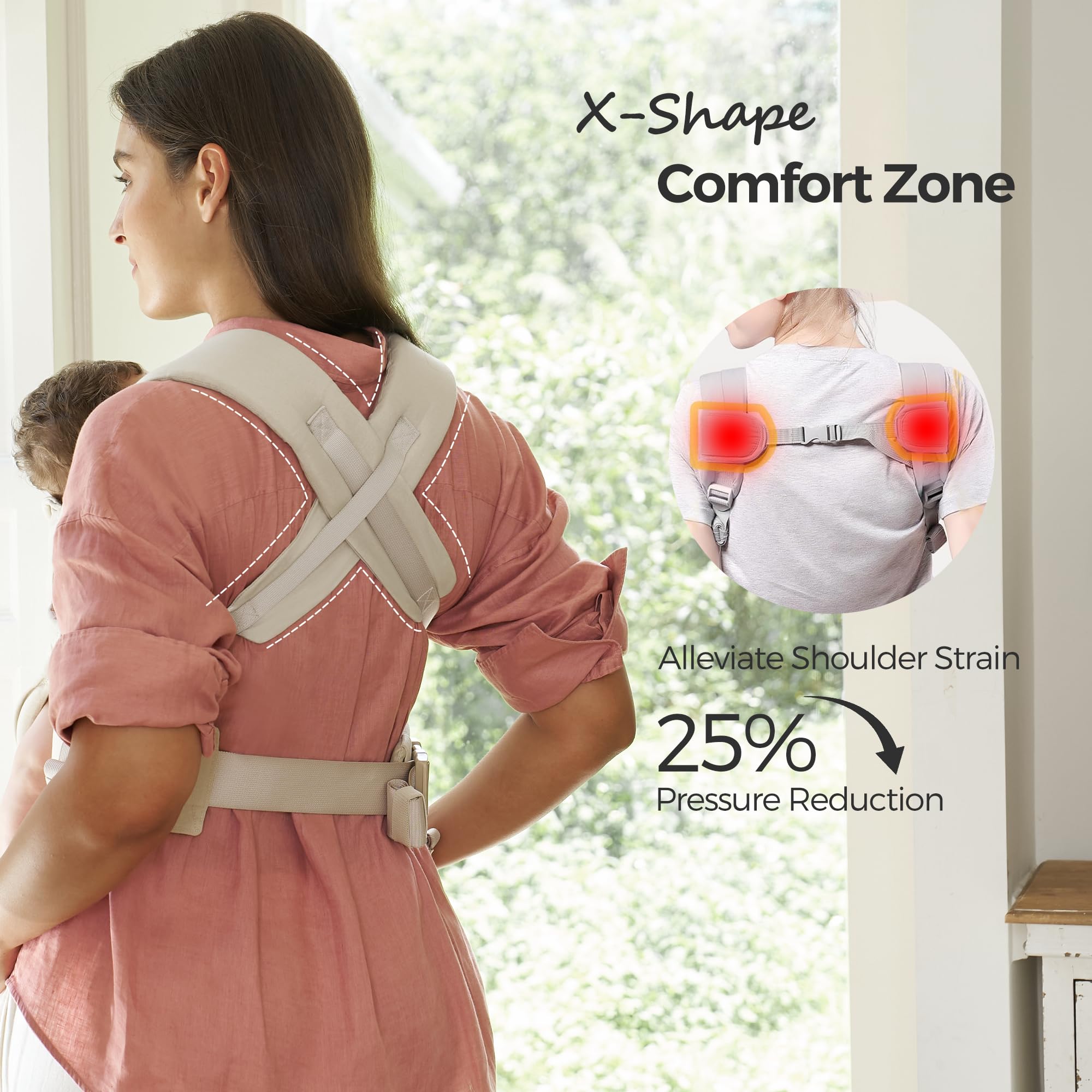 momcozy-weesnug-newborn-carrier-ergonomic-cross-back-support-7-25-lbs-khaki image 6