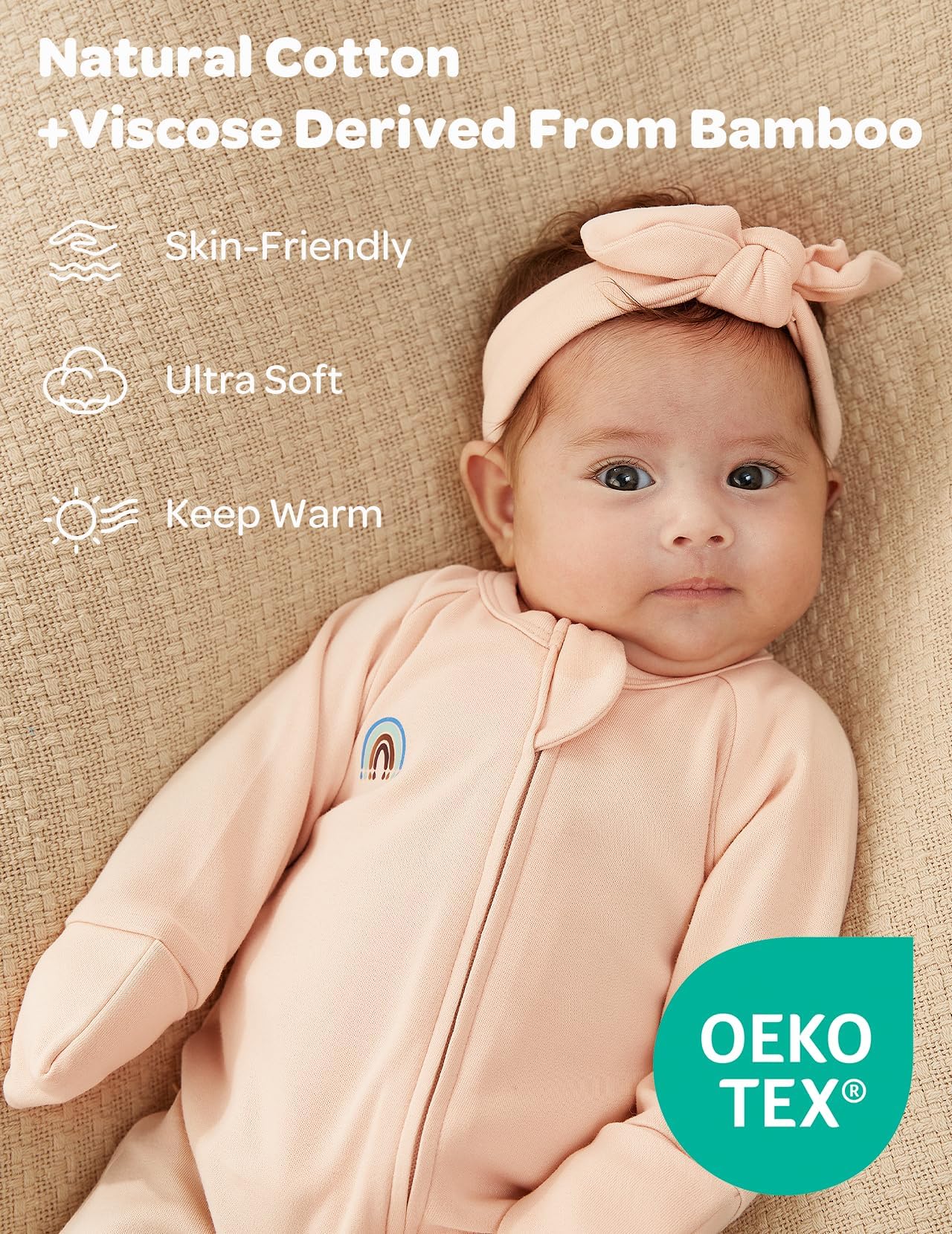 momcozy-baby-pajamas-onesie-with-hooded-towel-set-bb-temp-label-ultra-soft-bambo image 2