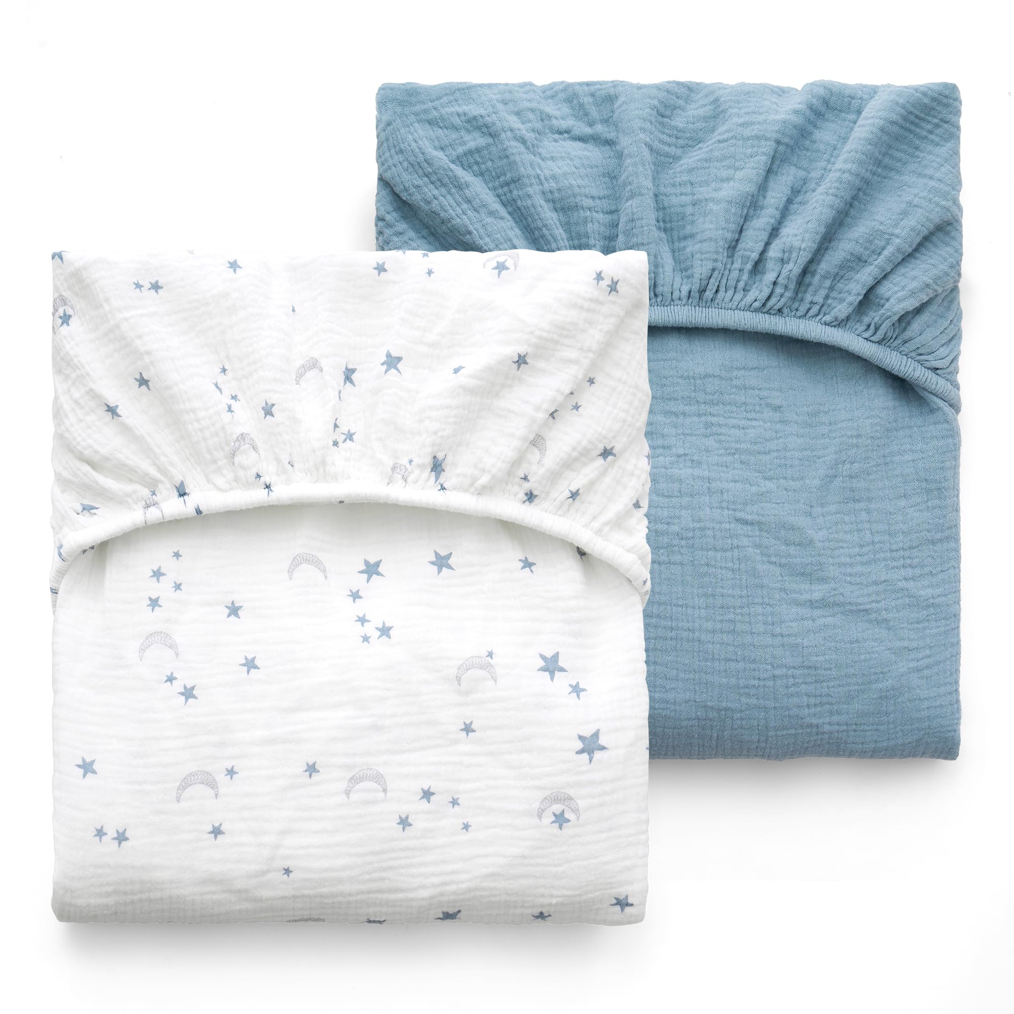 momcozy-muslin-standard-fitted-crib-sheets-52-x28-2-pack-soft-breathable-natural image 1