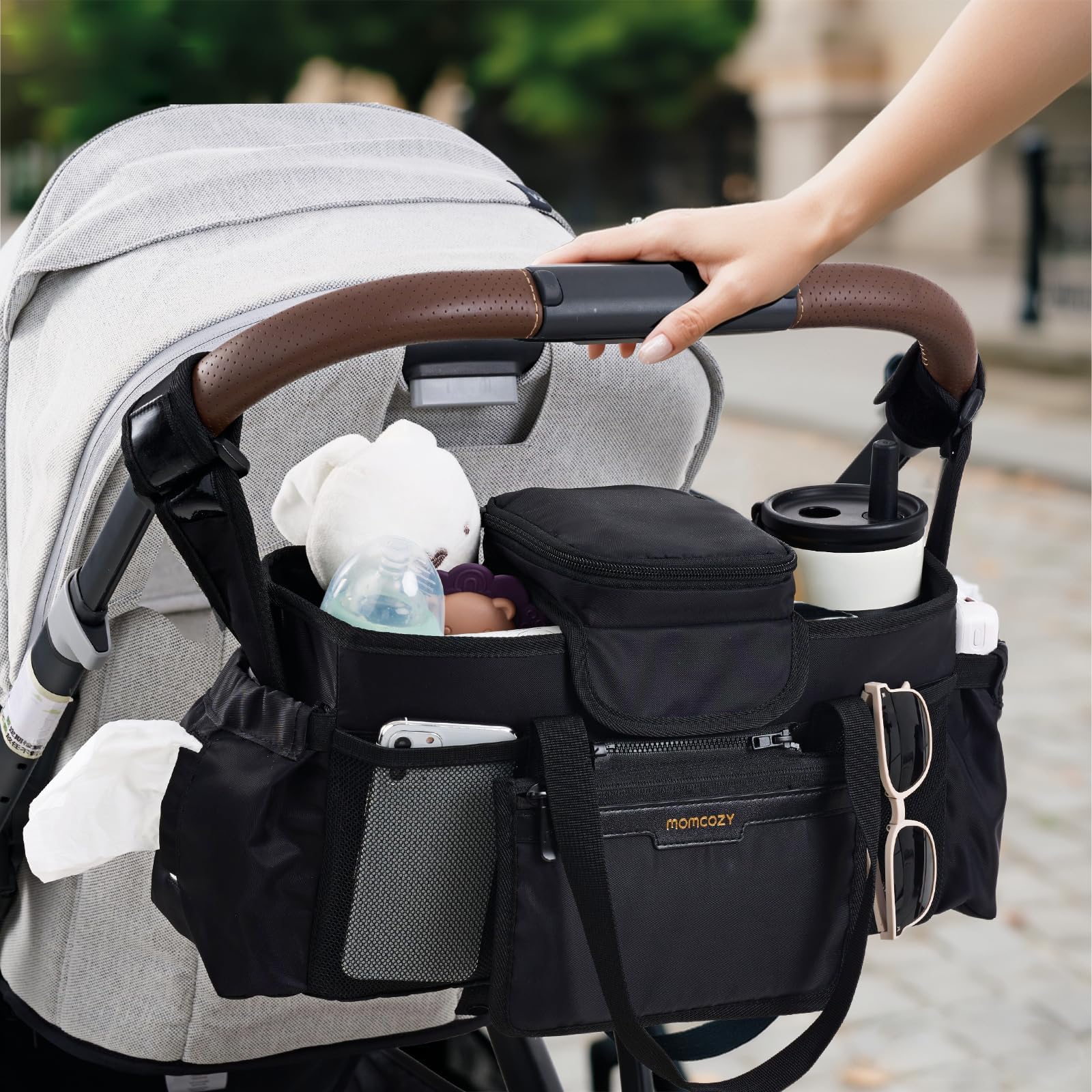 momcozy-extra-large-stroller-organizer-max-with-food-grade-pacifier-teether-bag- image 2