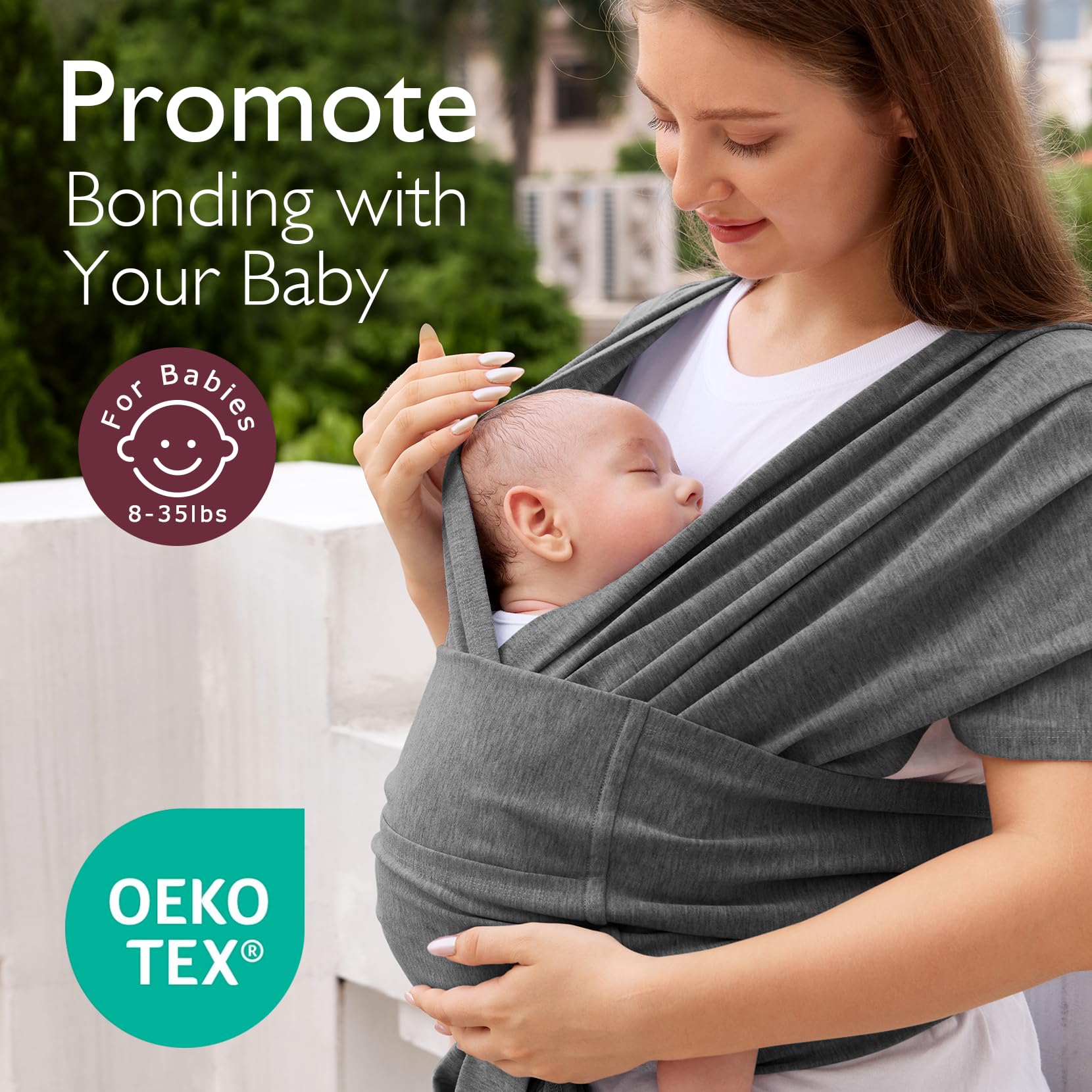 momcozy-baby-wrap-carrier-skin-friendly-fabric-adjustable-buckle-deep-grey-newbo image 3