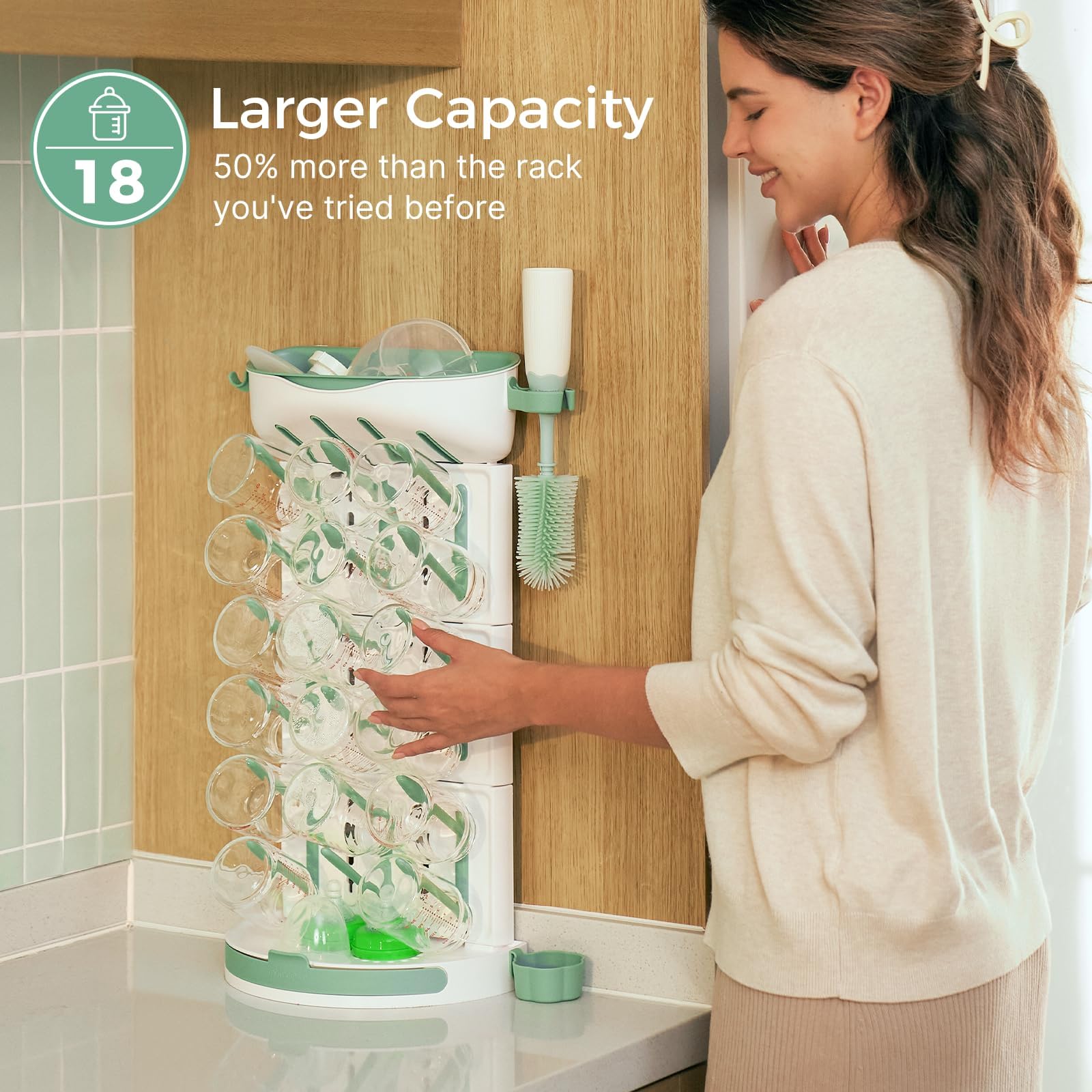 momcozy-baby-bottle-drying-rack-space-saving-vertical-stand-for-18-bottles-with- image 2