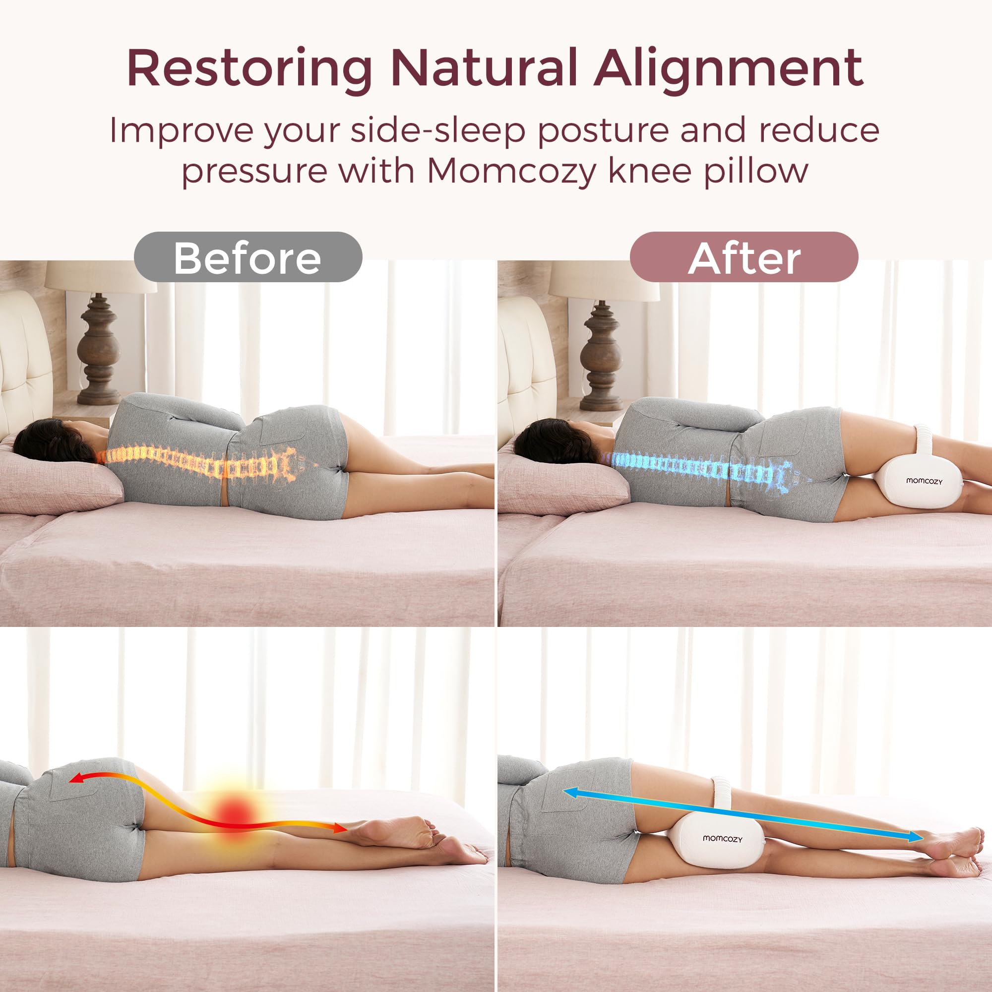 momcozy-pregnancy-knee-pillow-for-side-sleepers-memory-foam-leg-hip-alignment-pi image 3