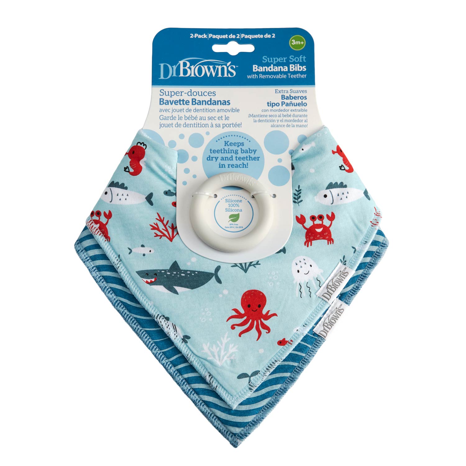 dr-brown-s-bandana-bib-with-removable-teether image 2