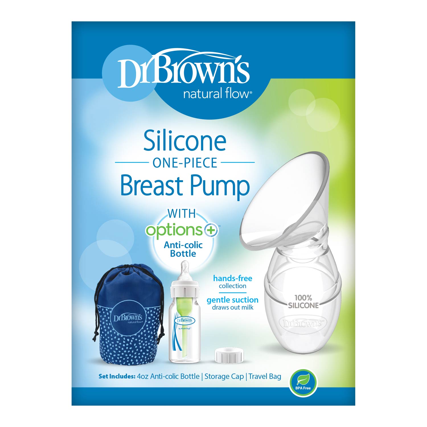 dr-brown-s-silicone-breast-pump-milk-catcher-with-anti-colic-bottle-travel-bag image 2