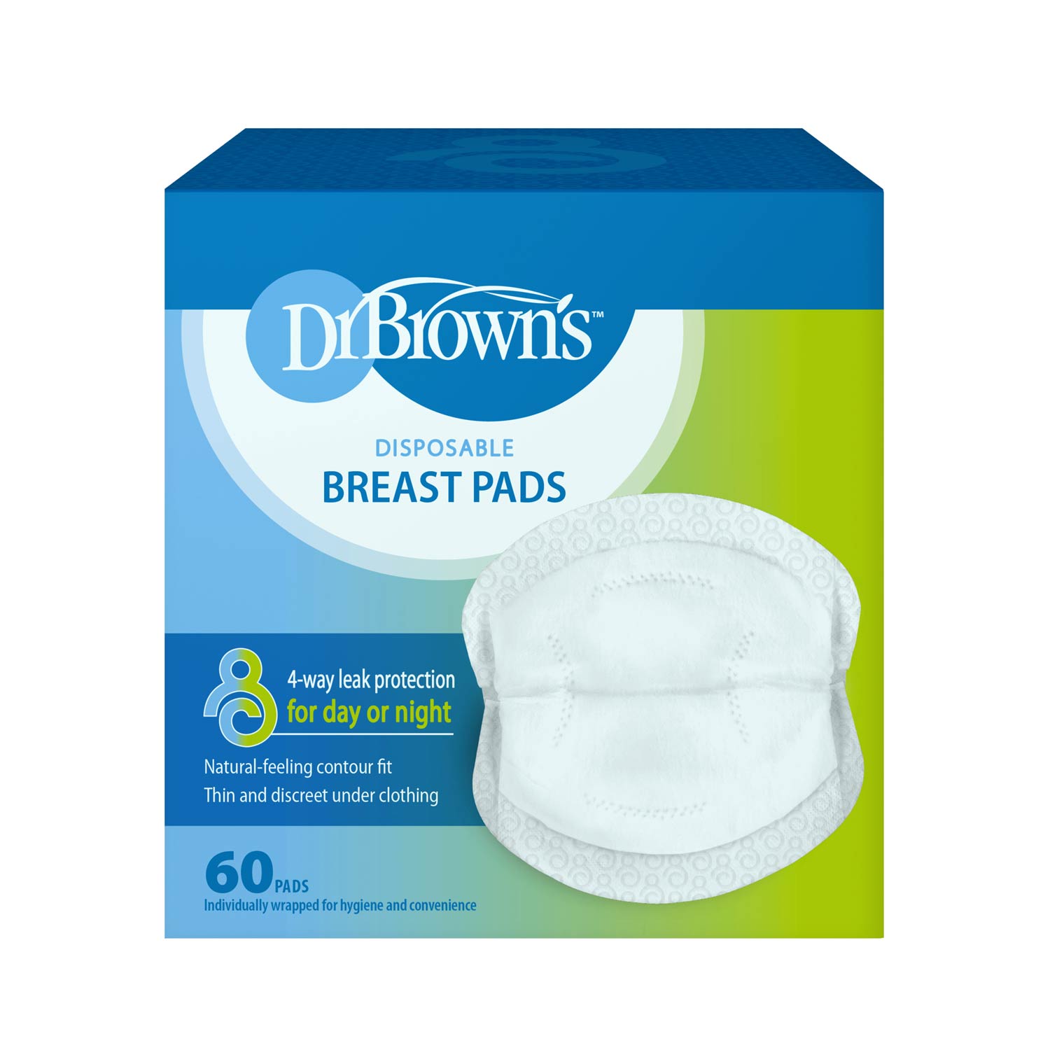 dr-brown-s-disposable-breast-pads-4-way-leak-protection-contoured-stretchy-60-co image 2