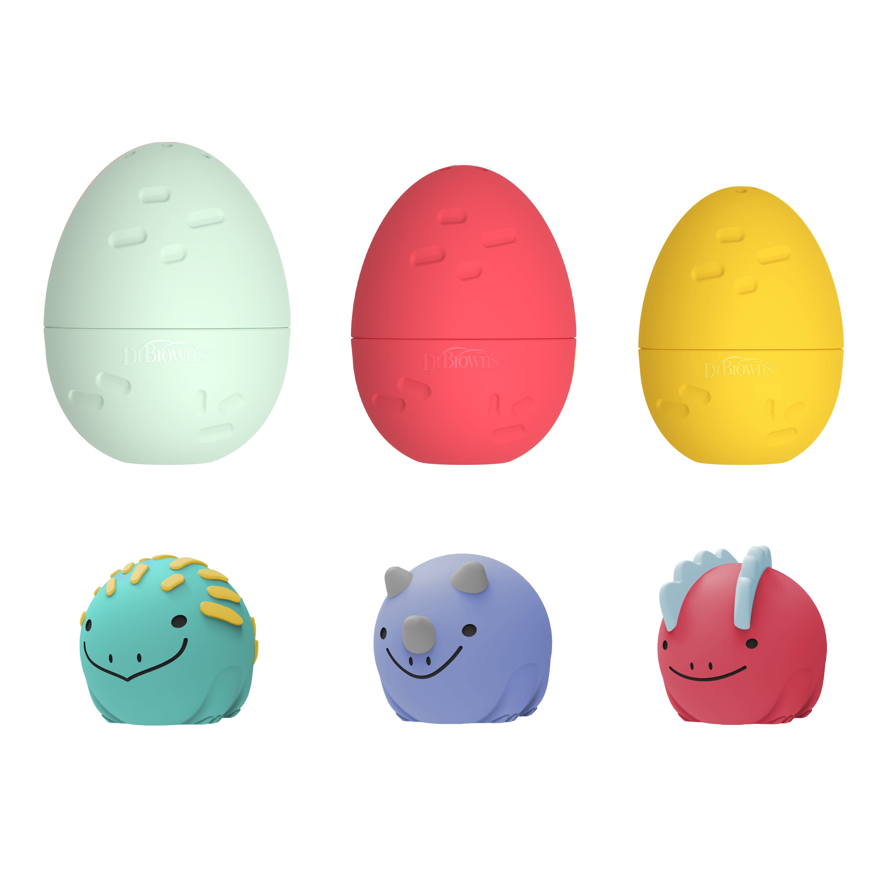 dr-brown-s-cleanup-float-hatch-dino-eggs-bath-toy-3-nesting-dinosaurs image 1