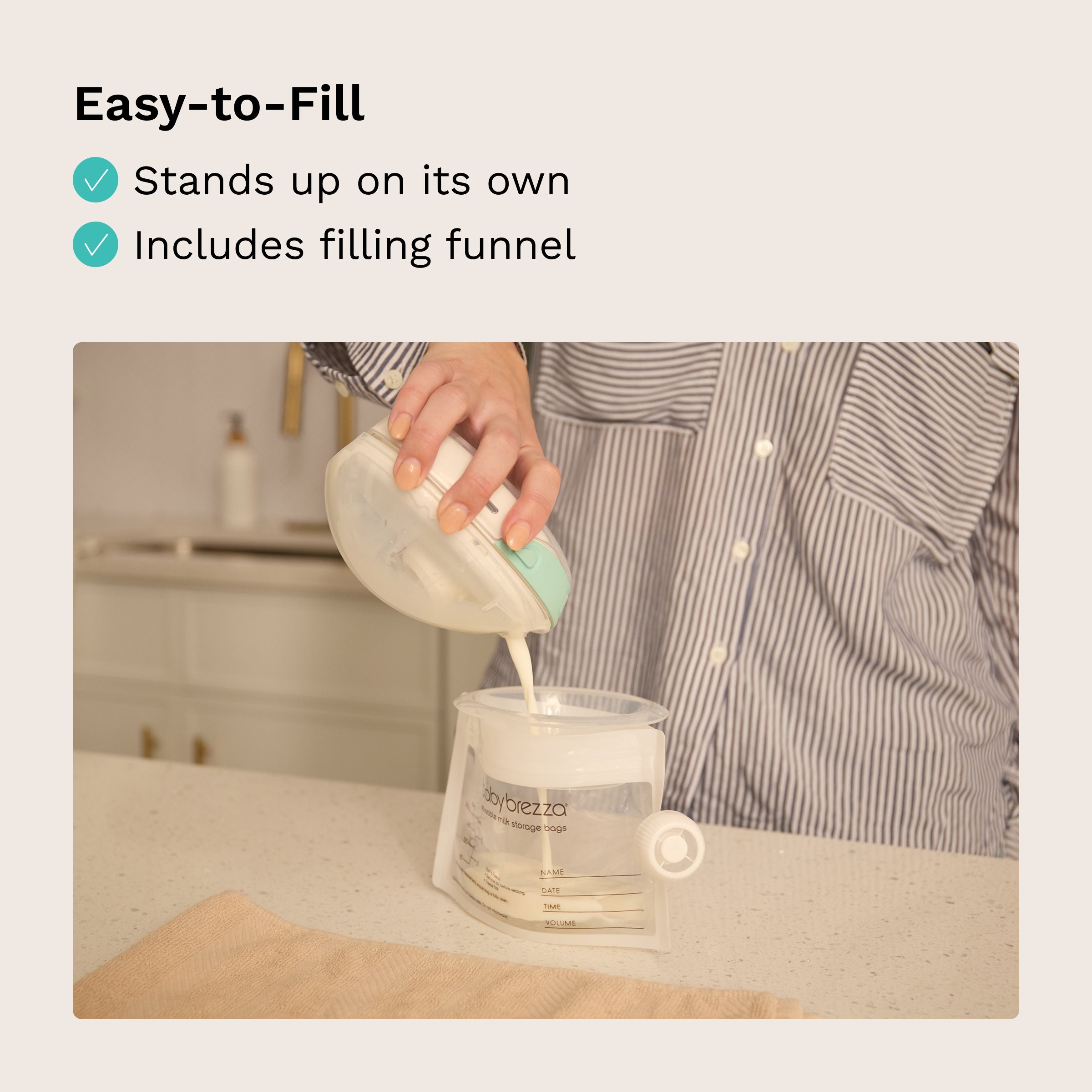 baby-brezza-reusable-breastmilk-storage-bags-10-pack-with-filling-funnel image 3