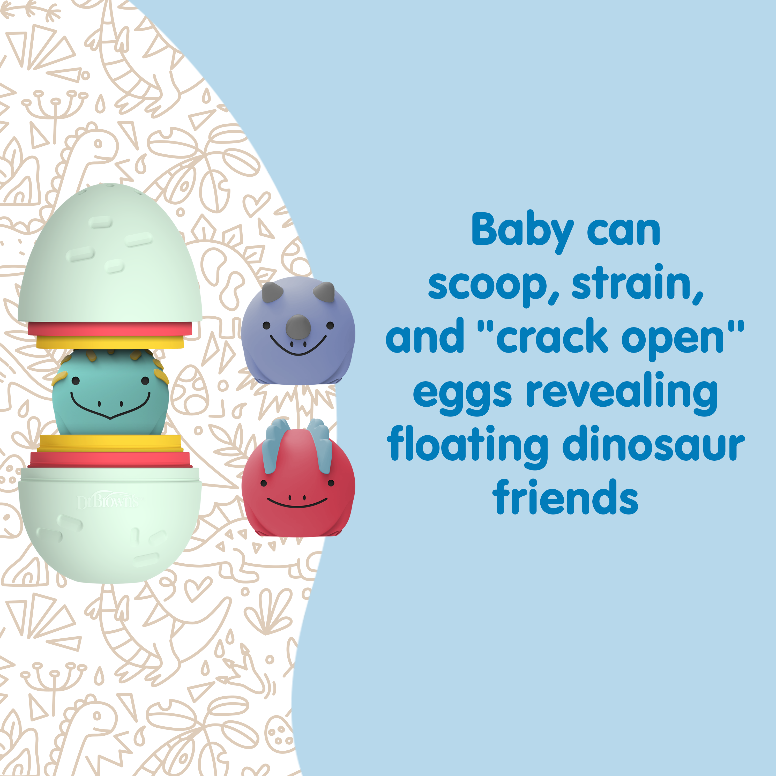 dr-brown-s-cleanup-float-hatch-dino-eggs-bath-toy-3-nesting-dinosaurs image 3