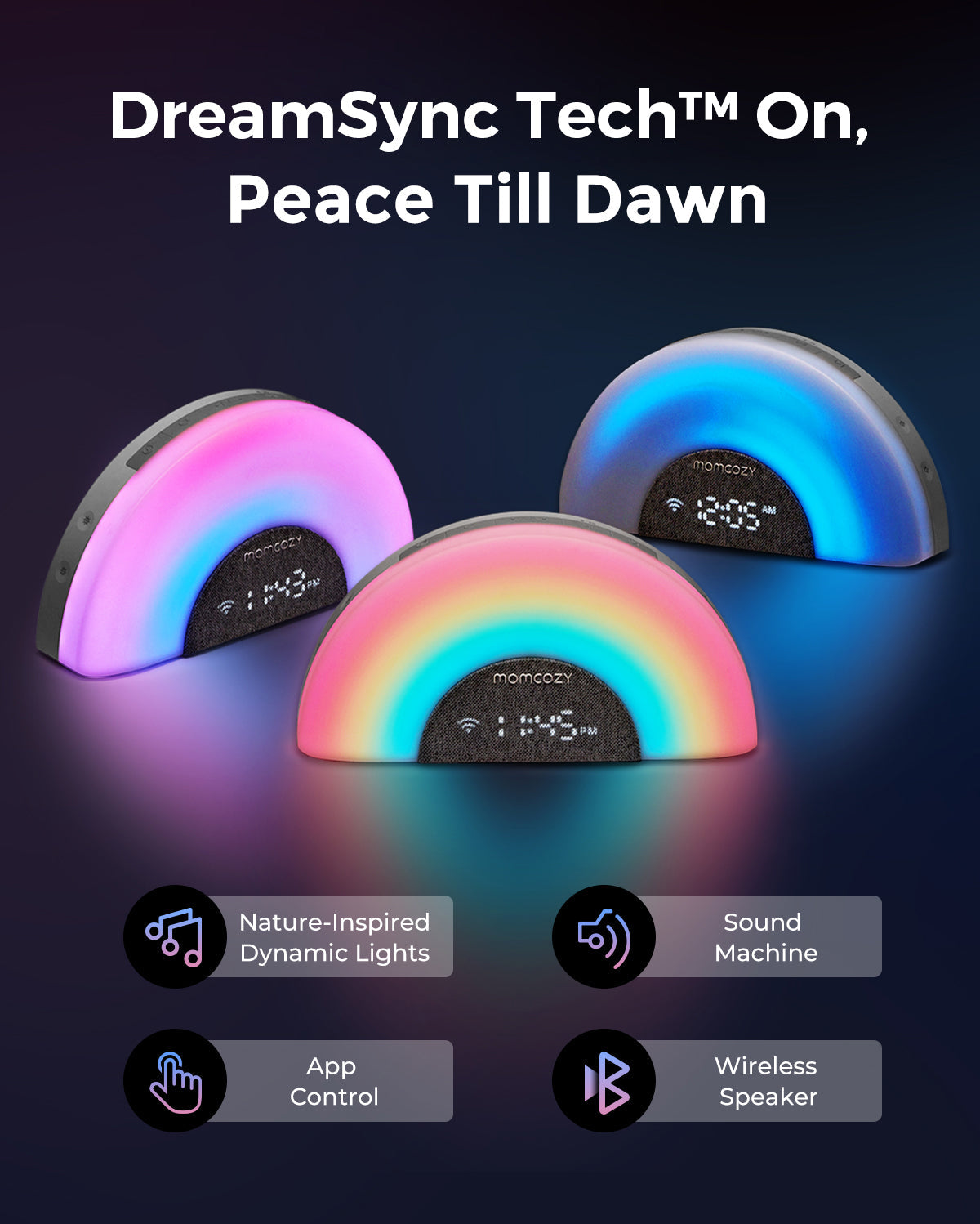 momcozy-dreamsync-tech-smart-baby-sound-machine-rainbow-light-app-control image 2