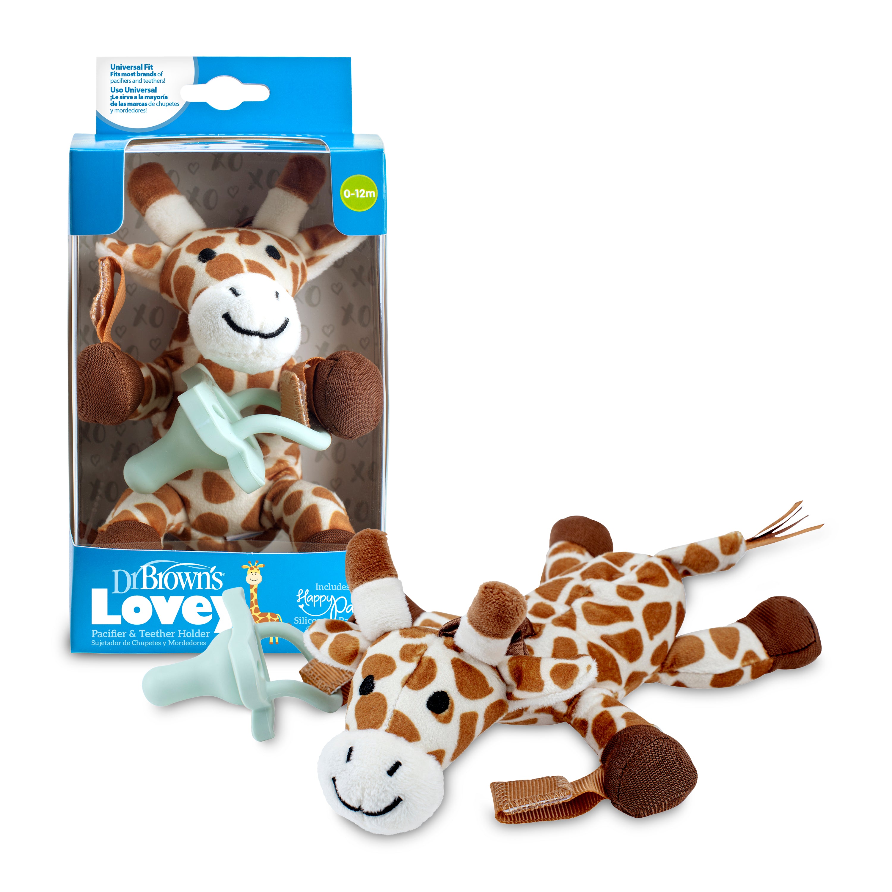 dr-brown-s-lovey-pacifier-and-teether-holder-giraffe-includes-100-silicone-happy image 3