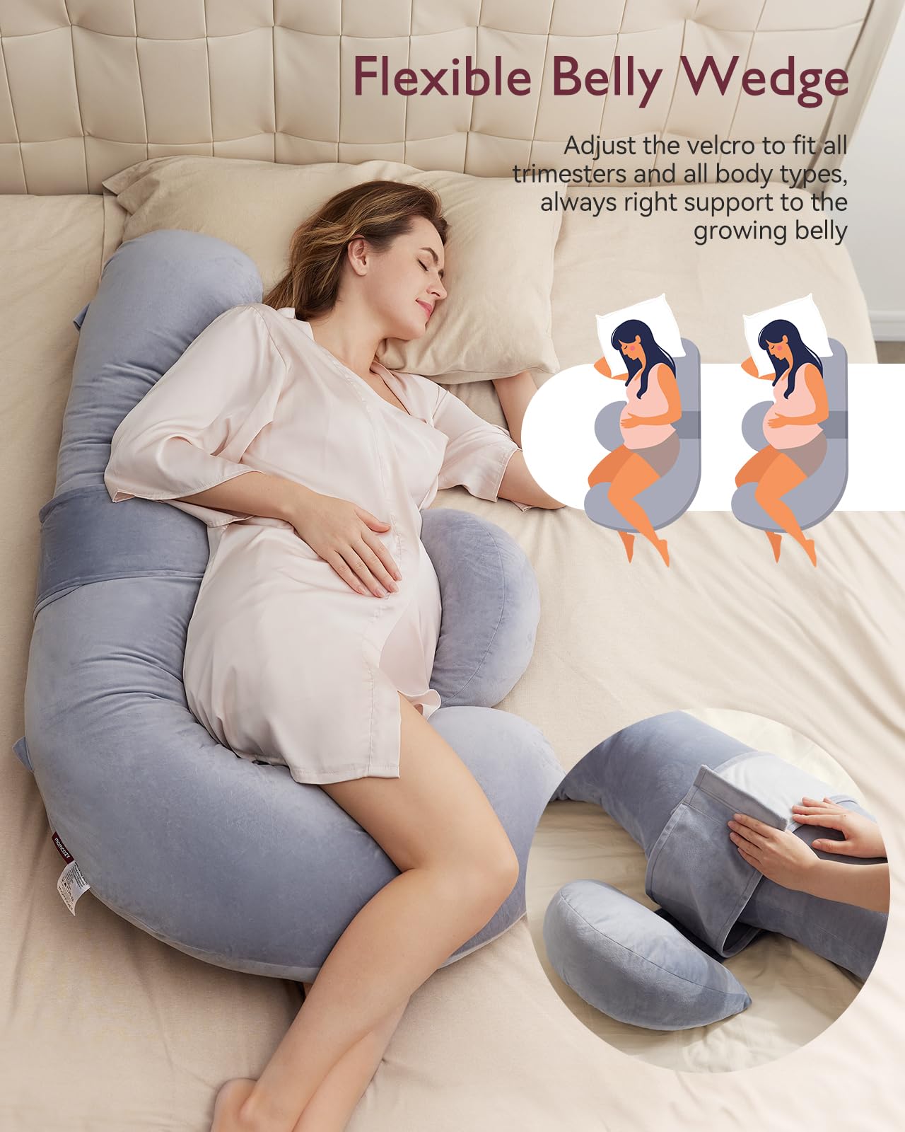momcozy-f-shaped-pregnancy-pillow-with-adjustable-wedge-maternity-body-pillow-fo image 4