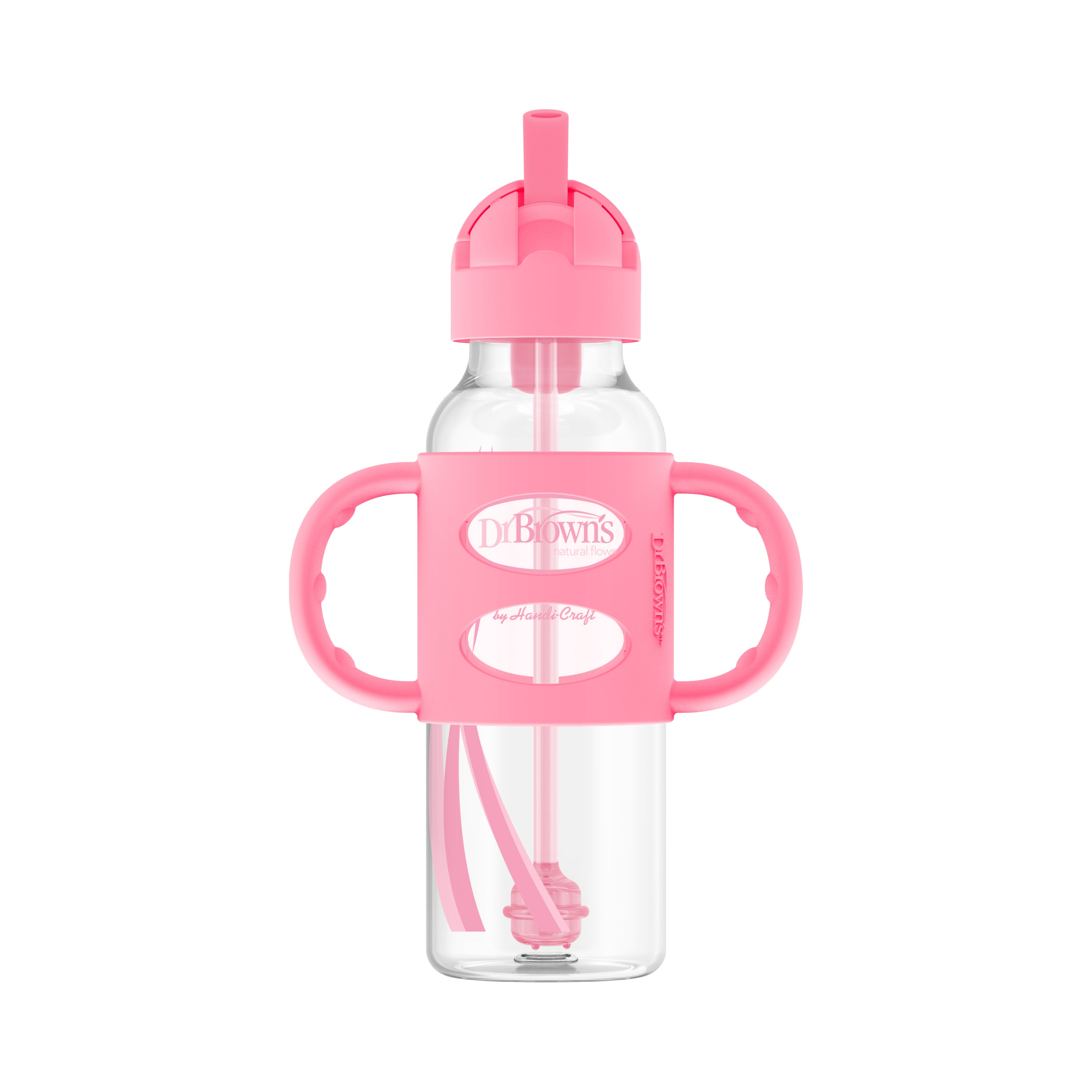 dr-brown-s-milestones-narrow-sippy-straw-bottle-with-silicone-handles-8-oz-250-m image 1