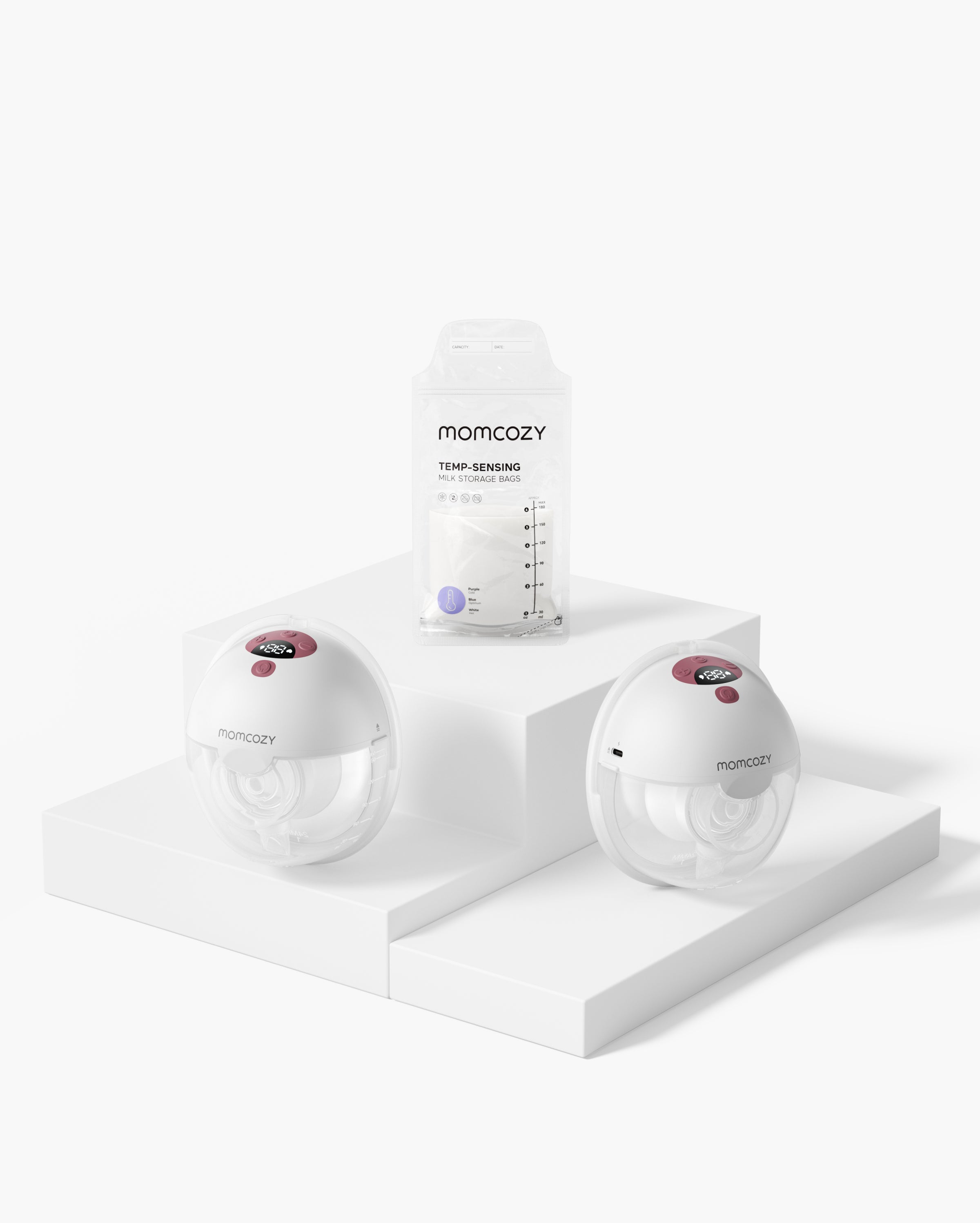 momcozy-m5-smart-double-wearable-breast-pump-120-breastmilk-storage-bags-bundle image 1