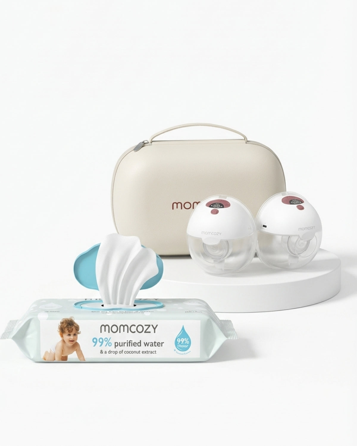 momcozy-m5-smart-wearable-breast-pump-99-water-wipes-set image 1