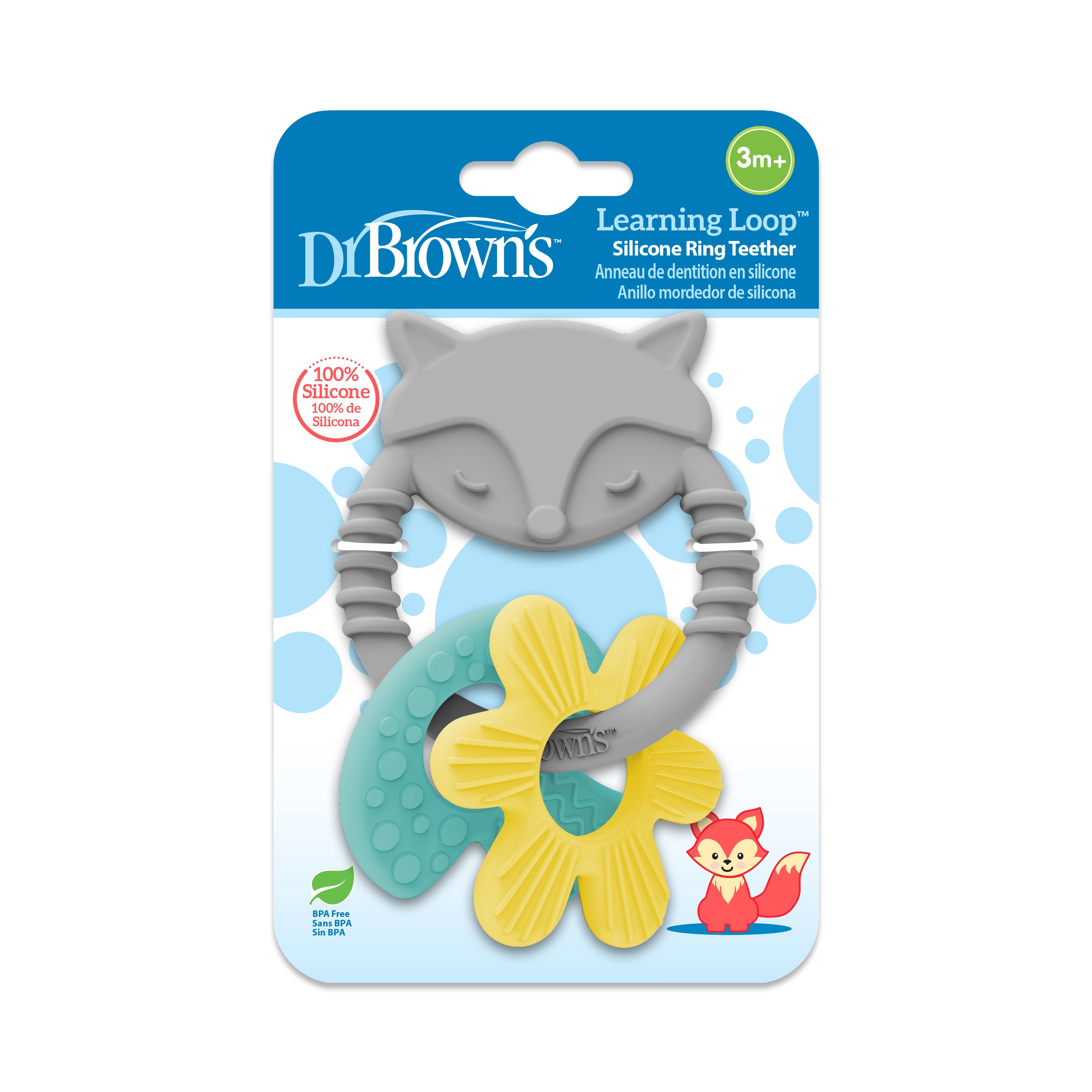 dr-brown-s-learning-loop-silicone-ring-teether-fox image 2