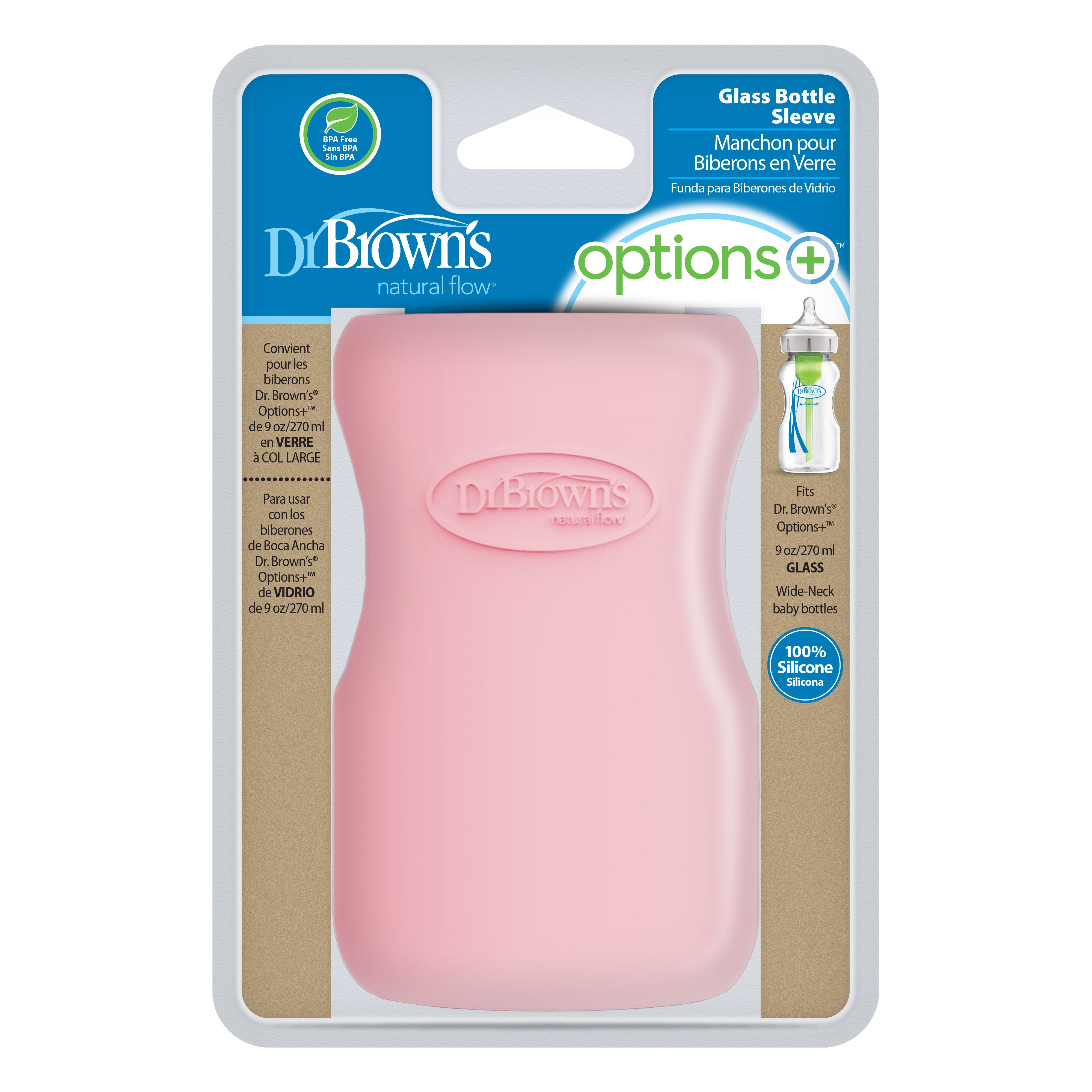 dr-brown-s-natural-flow-options-wide-neck-glass-bottle-silicone-sleeves image 2