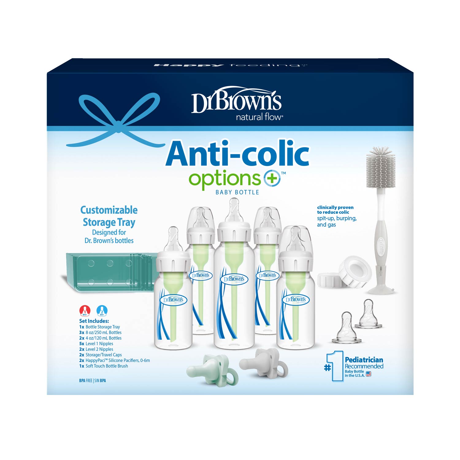dr-brown-s-feed-store-bottle-set-5-bottles-anti-colic-vents-storage-tray-travel- image 2