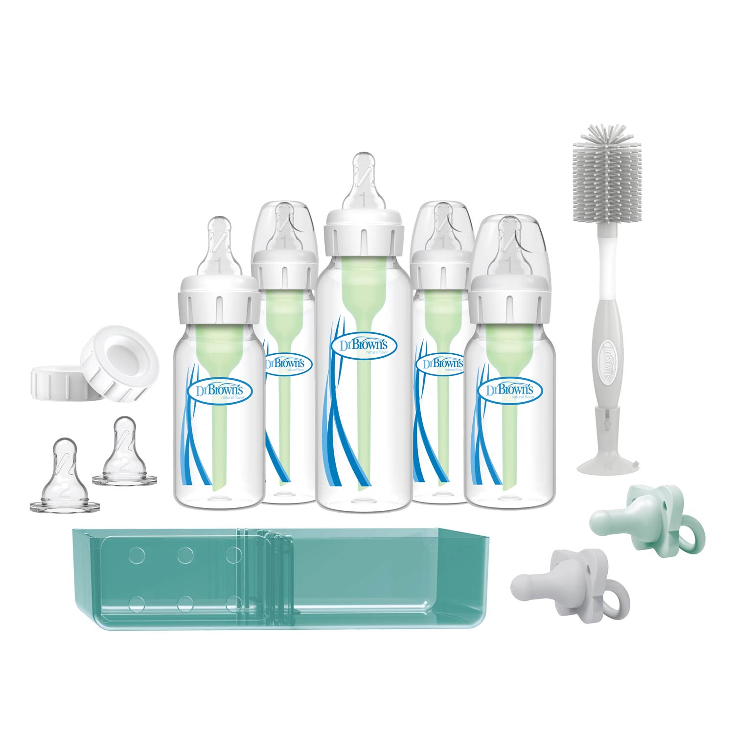 dr-brown-s-feed-store-bottle-set-5-bottles-anti-colic-vents-storage-tray-travel- image 1