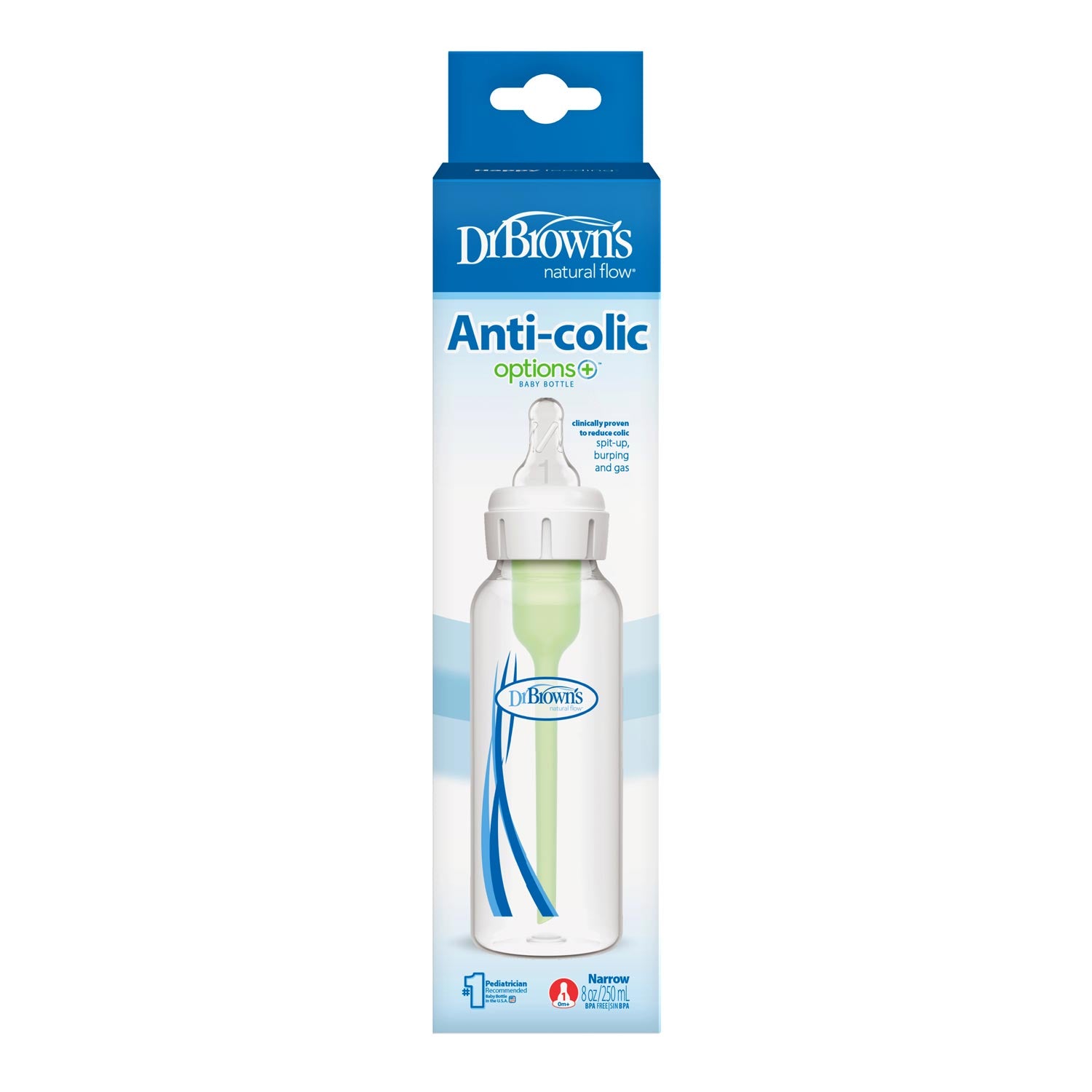 dr-brown-s-natural-flow-anti-colic-options-narrow-baby-bottle-with-level-1-slow- image 2