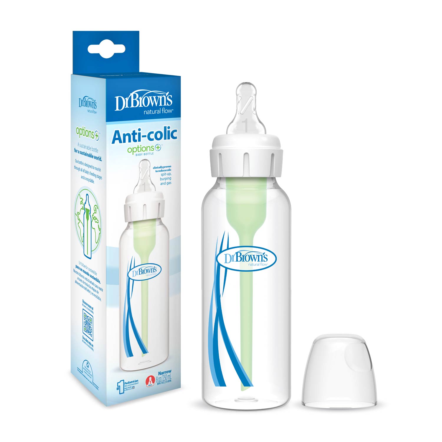 dr-brown-s-natural-flow-anti-colic-options-narrow-baby-bottle-with-level-1-slow- image 3