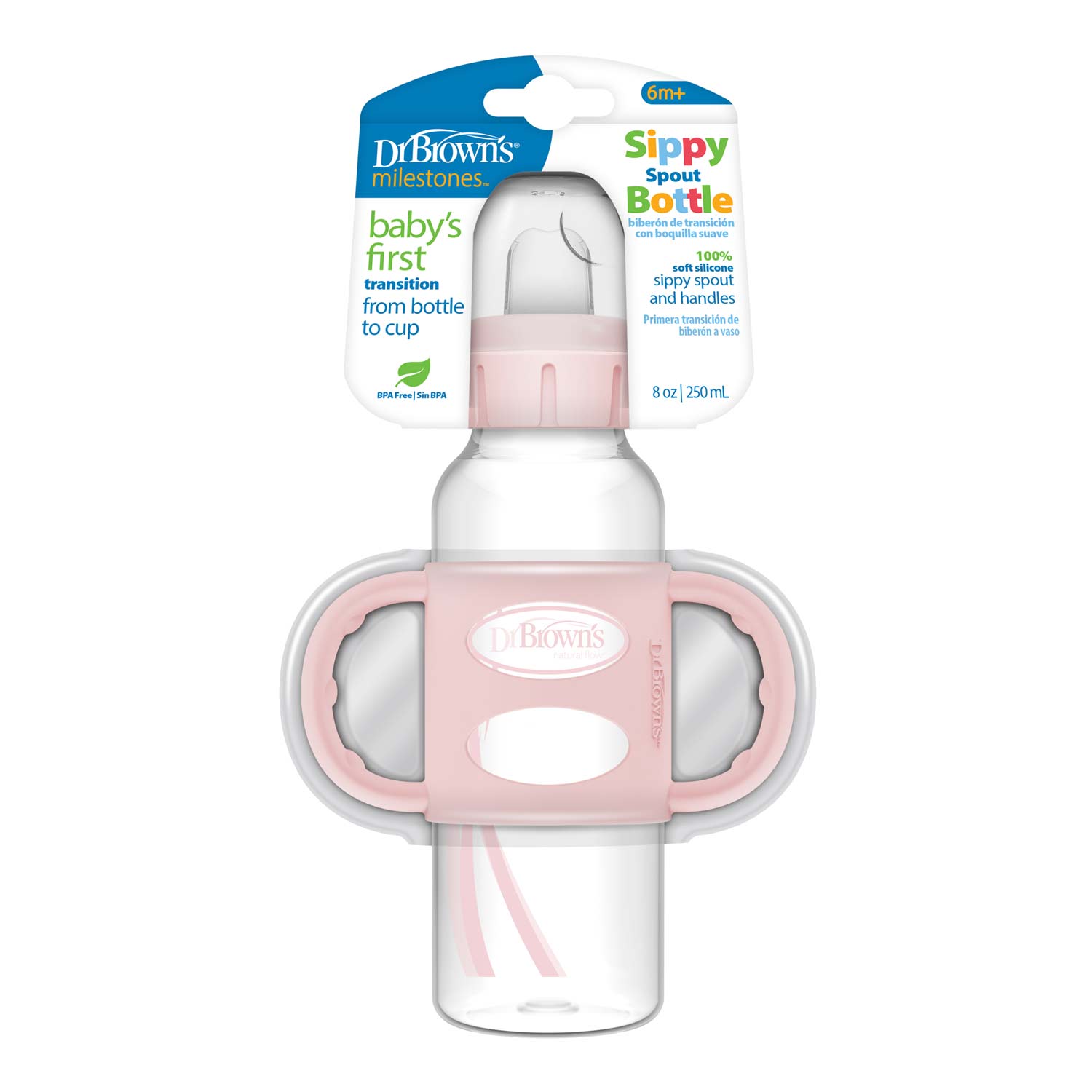 dr-brown-s-milestones-narrow-sippy-spout-bottle-with-silicone-handles-8-oz-250-m image 2