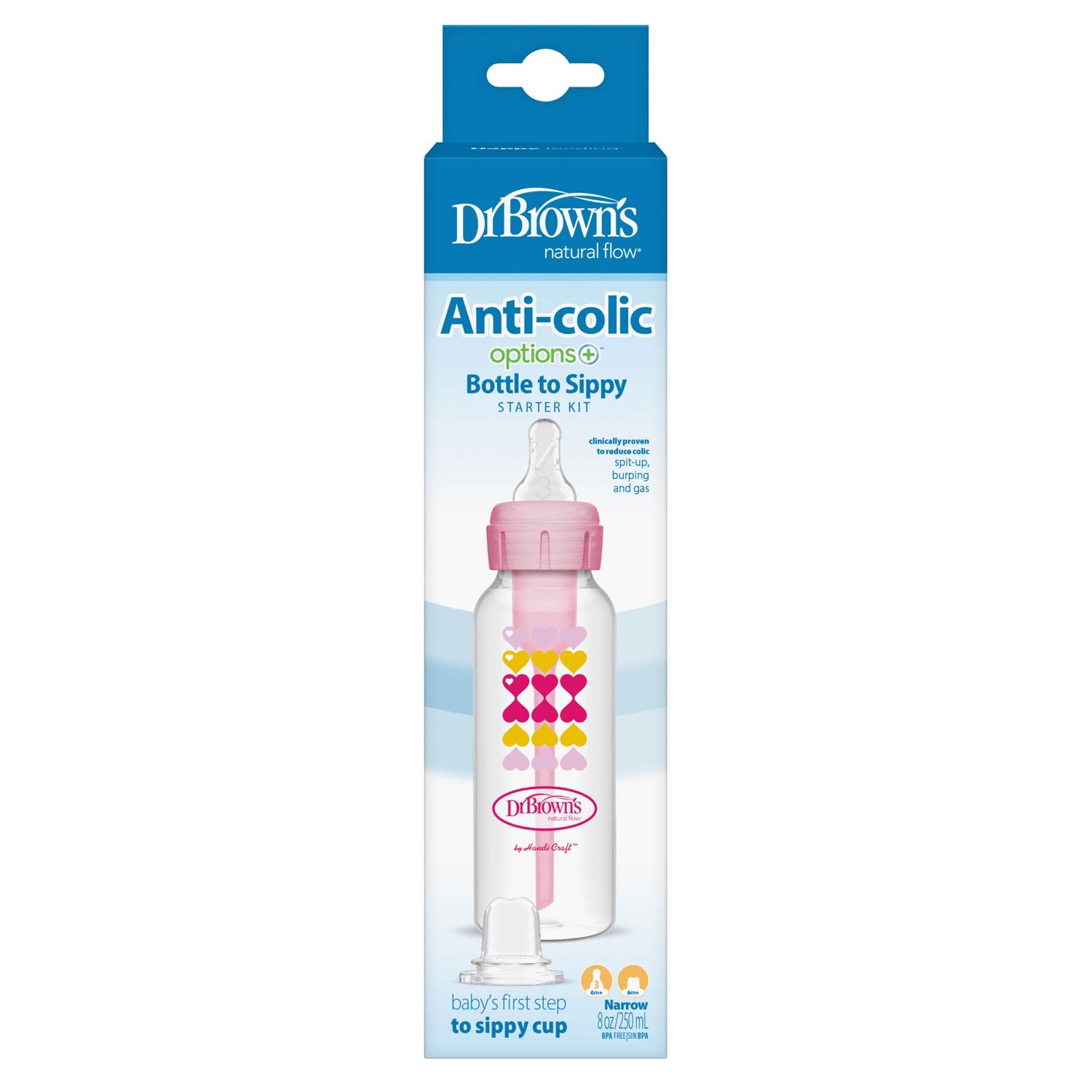 dr-brown-s-natural-flow-anti-colic-options-narrow-sippy-bottle-starter-kit image 2