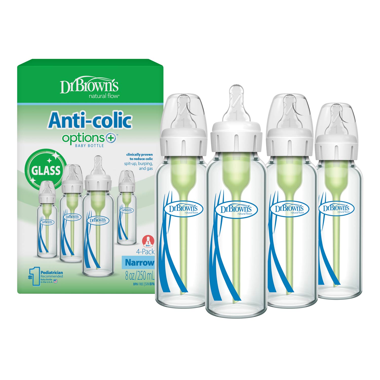 dr-brown-s-anti-colic-options-narrow-glass-baby-bottle-8oz-4-pack image 3