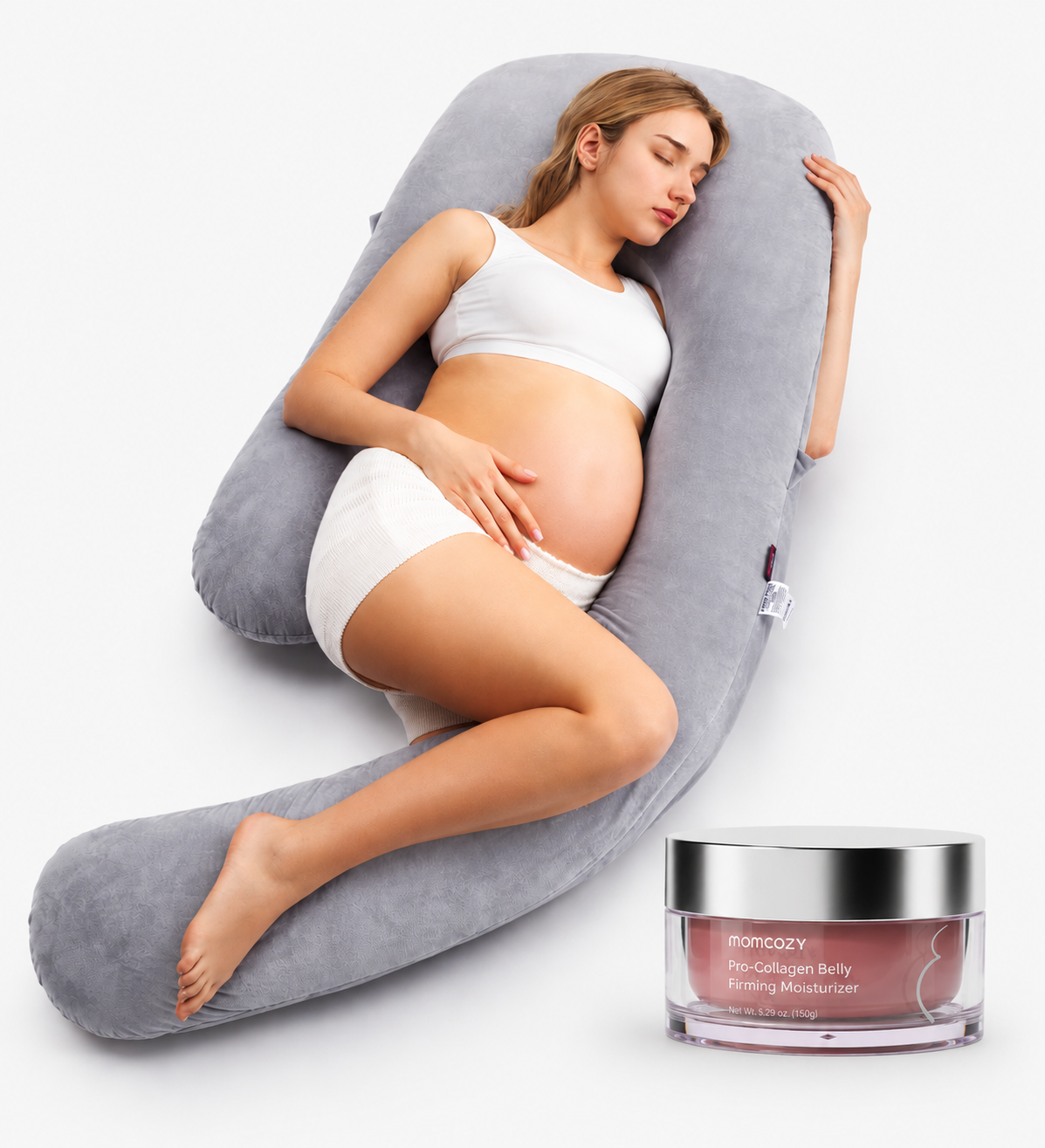 momcozy-pregnancy-comfort-bundle-stretch-mark-cream-pregnancy-pillow image 1
