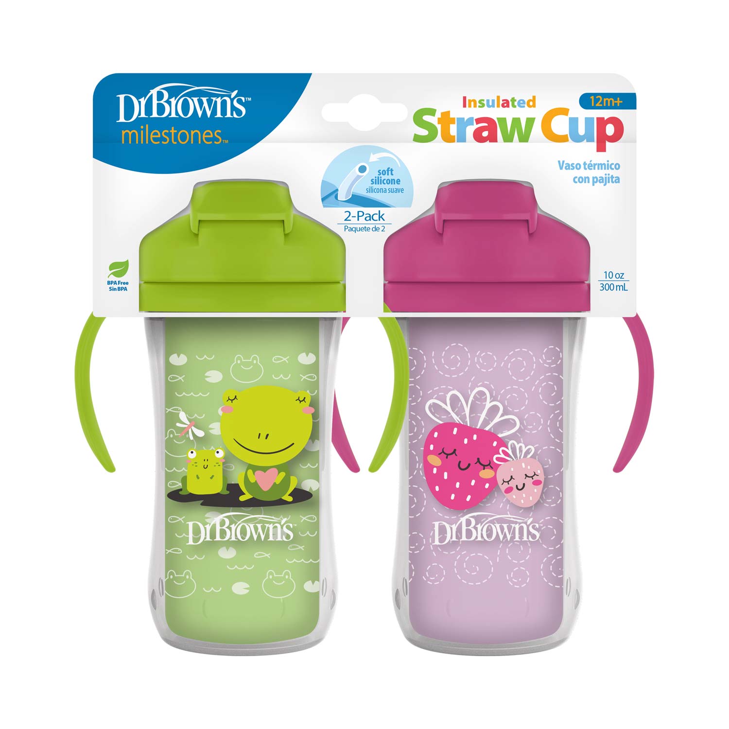 dr-brown-s-milestones-insulated-straw-cup-2-pack-spill-proof-double-wall image 2