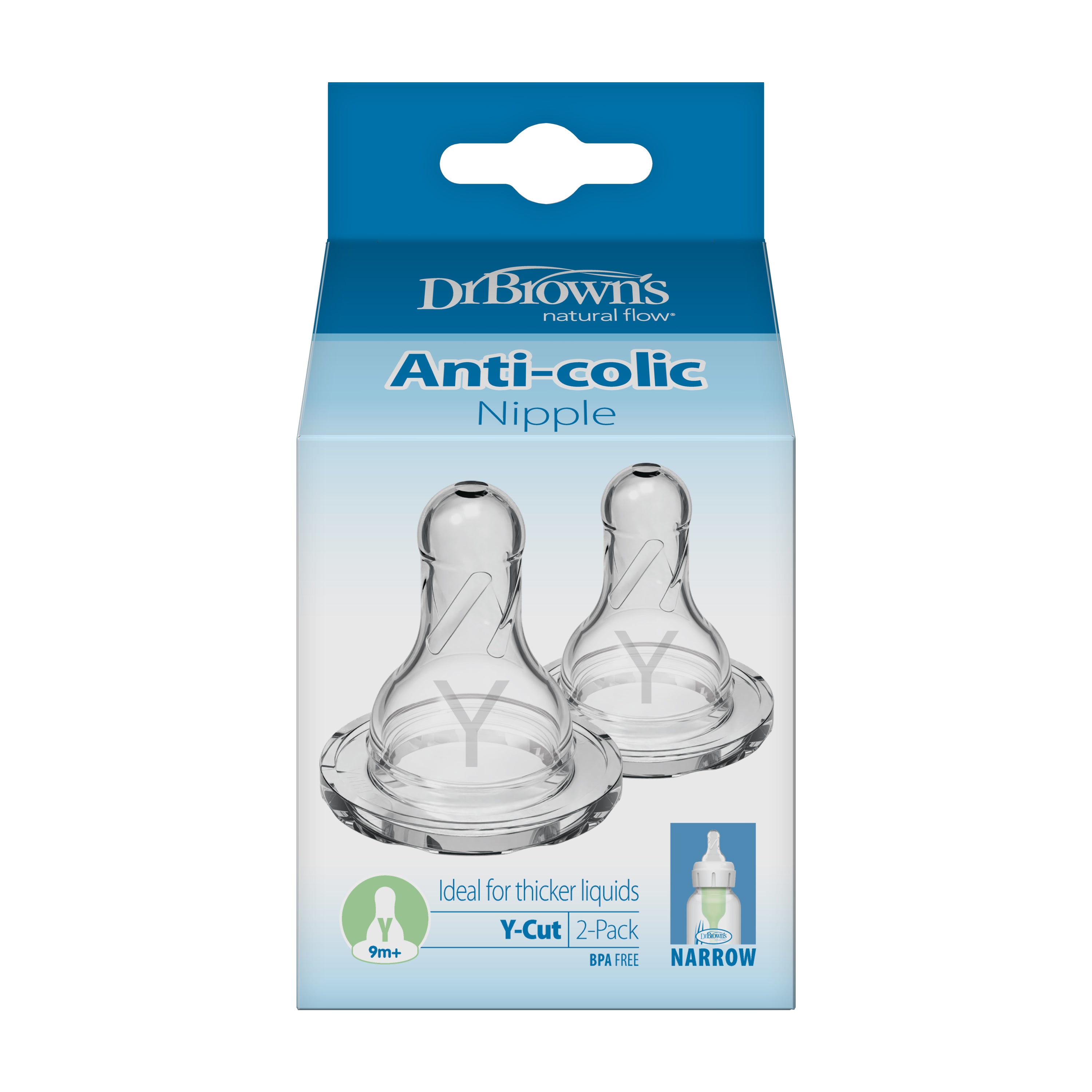 dr-brown-s-natural-flow-narrow-baby-bottle-silicone-nipple-level-y-cut-2-pack image 2