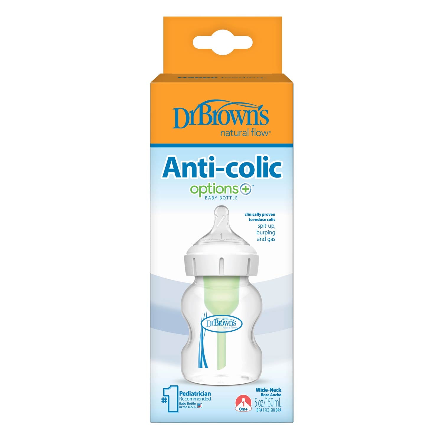dr-brown-s-natural-flow-anti-colic-options-wide-neck-baby-bottle-with-level-1-sl image 2