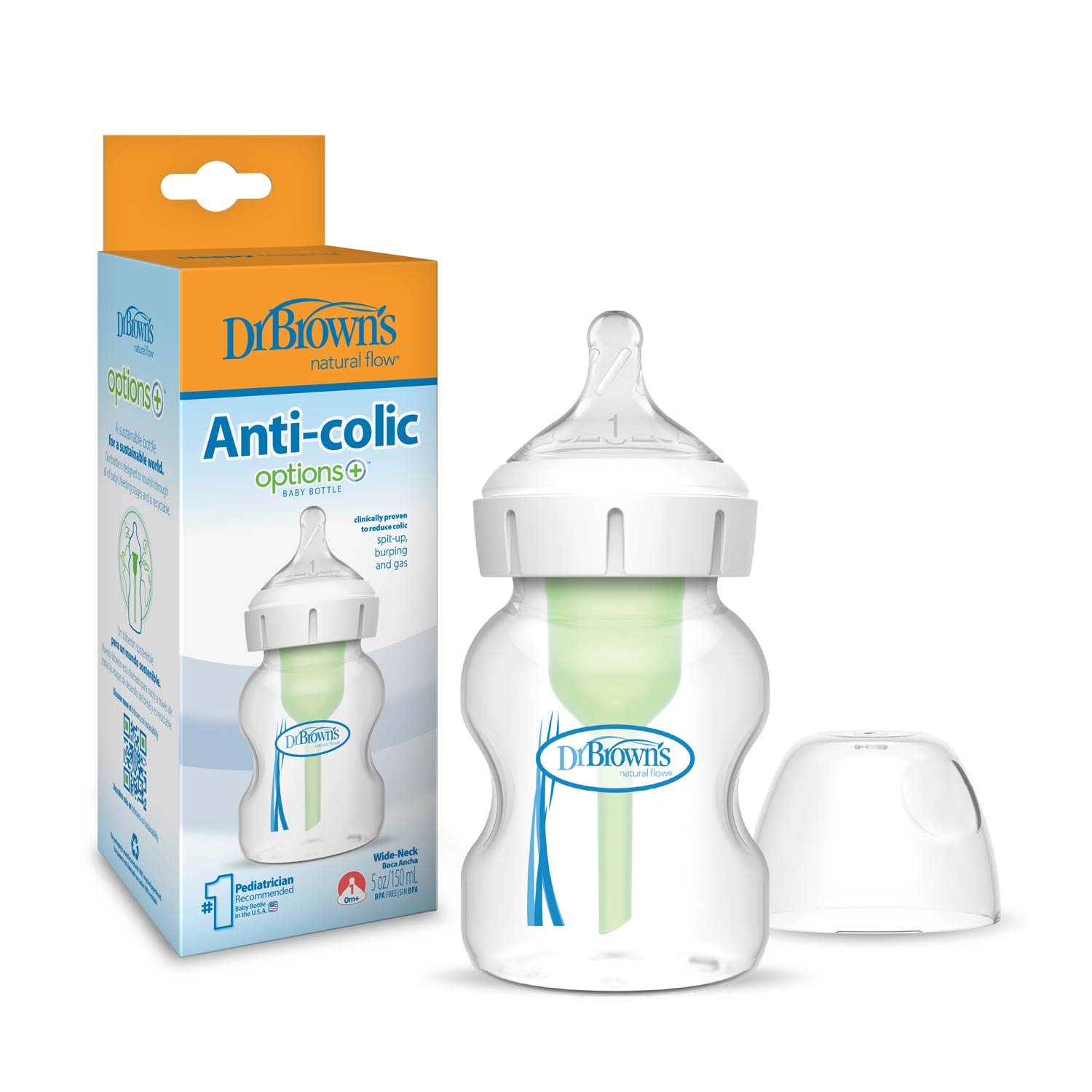 dr-brown-s-natural-flow-anti-colic-options-wide-neck-baby-bottle-with-level-1-sl image 3