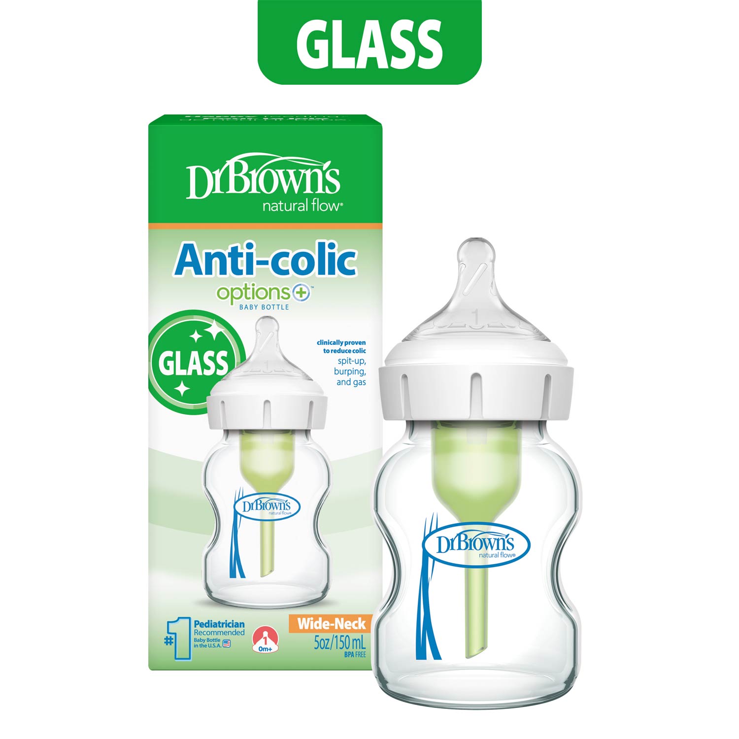 dr-brown-s-natural-flow-anti-colic-options-wide-neck-glass-baby-bottle-with-leve image 3