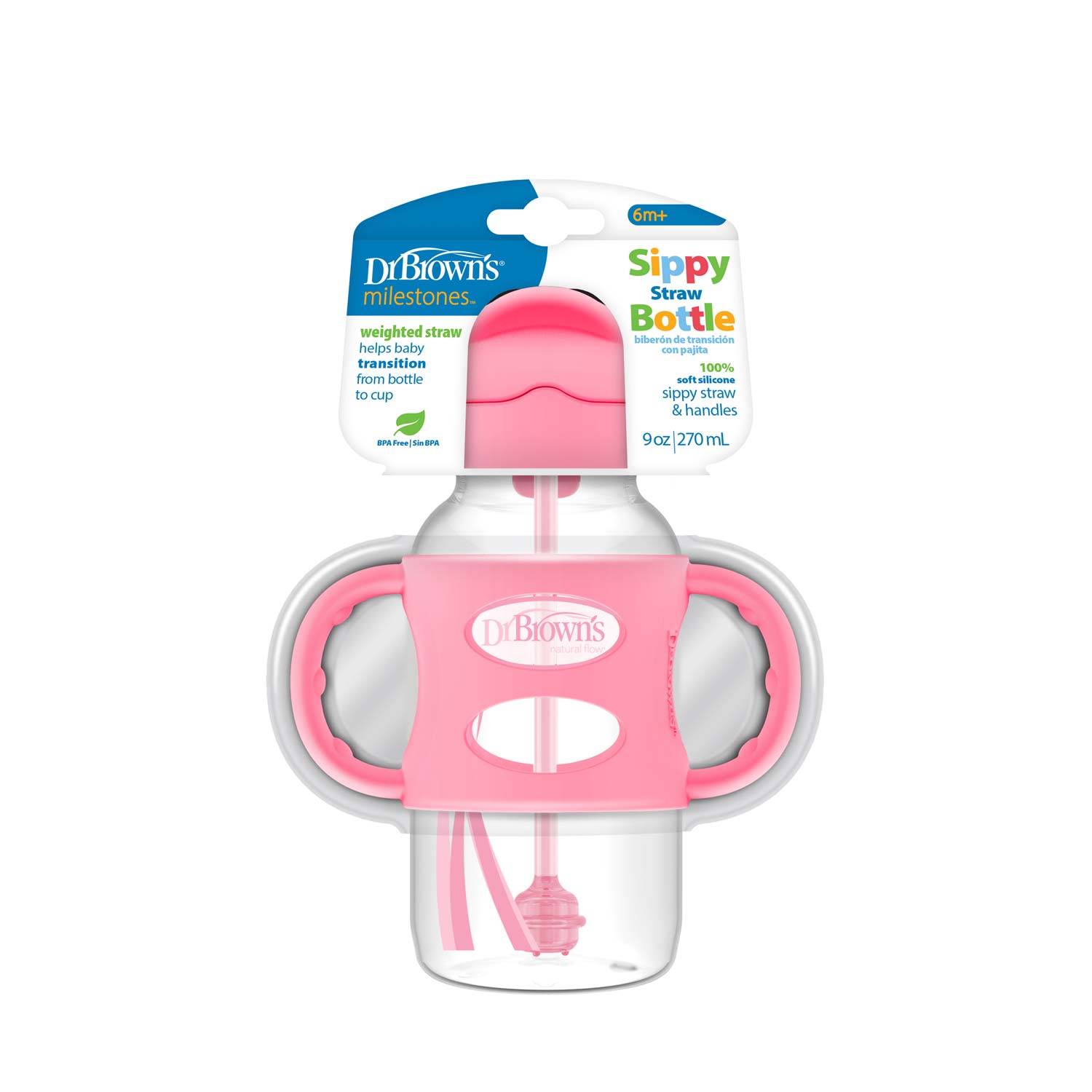 dr-brown-s-milestones-wide-neck-sippy-straw-bottle-with-silicone-handles-9-oz-27 image 2