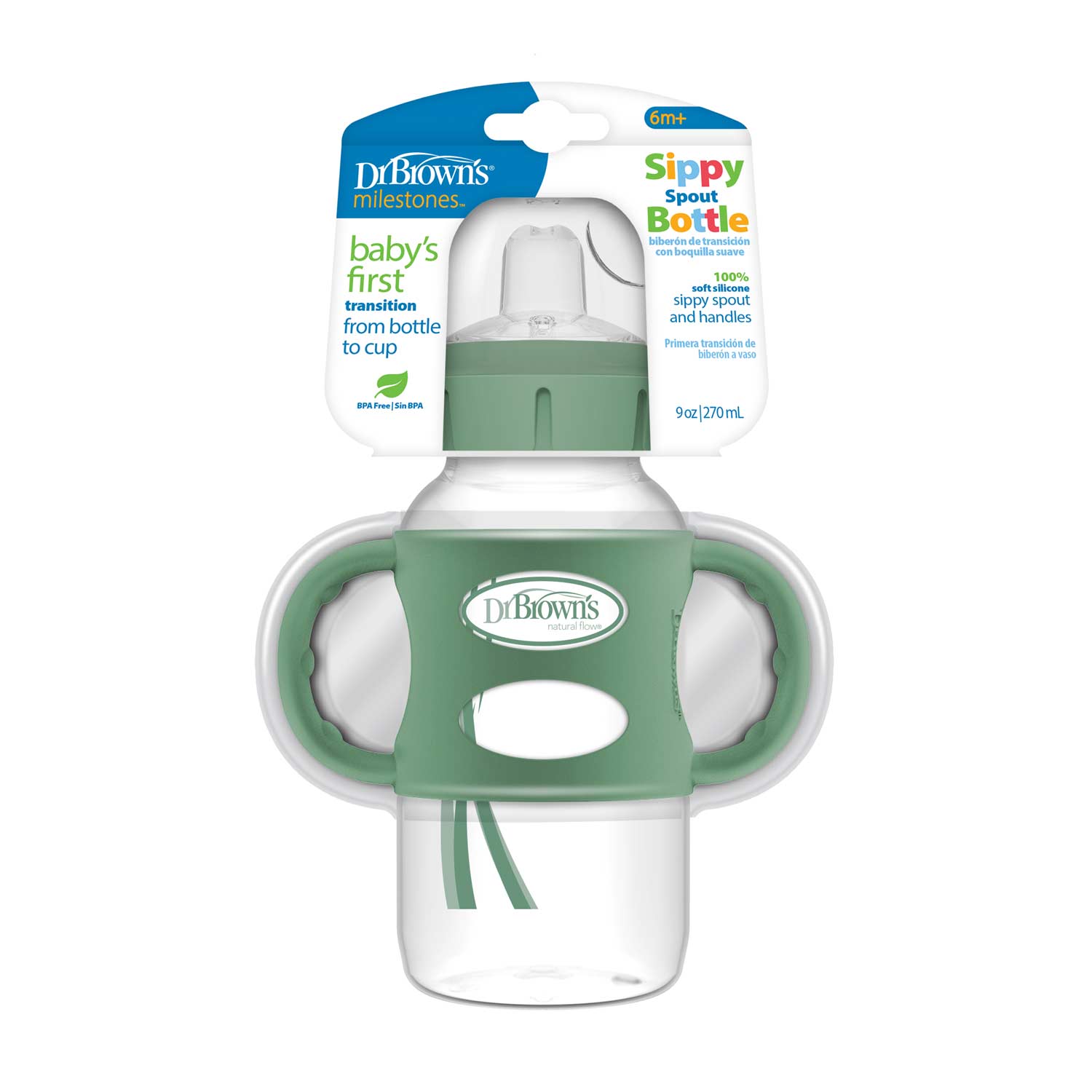 dr-brown-s-milestones-wide-neck-sippy-spout-bottle-with-silicone-handles-9-oz-27 image 2