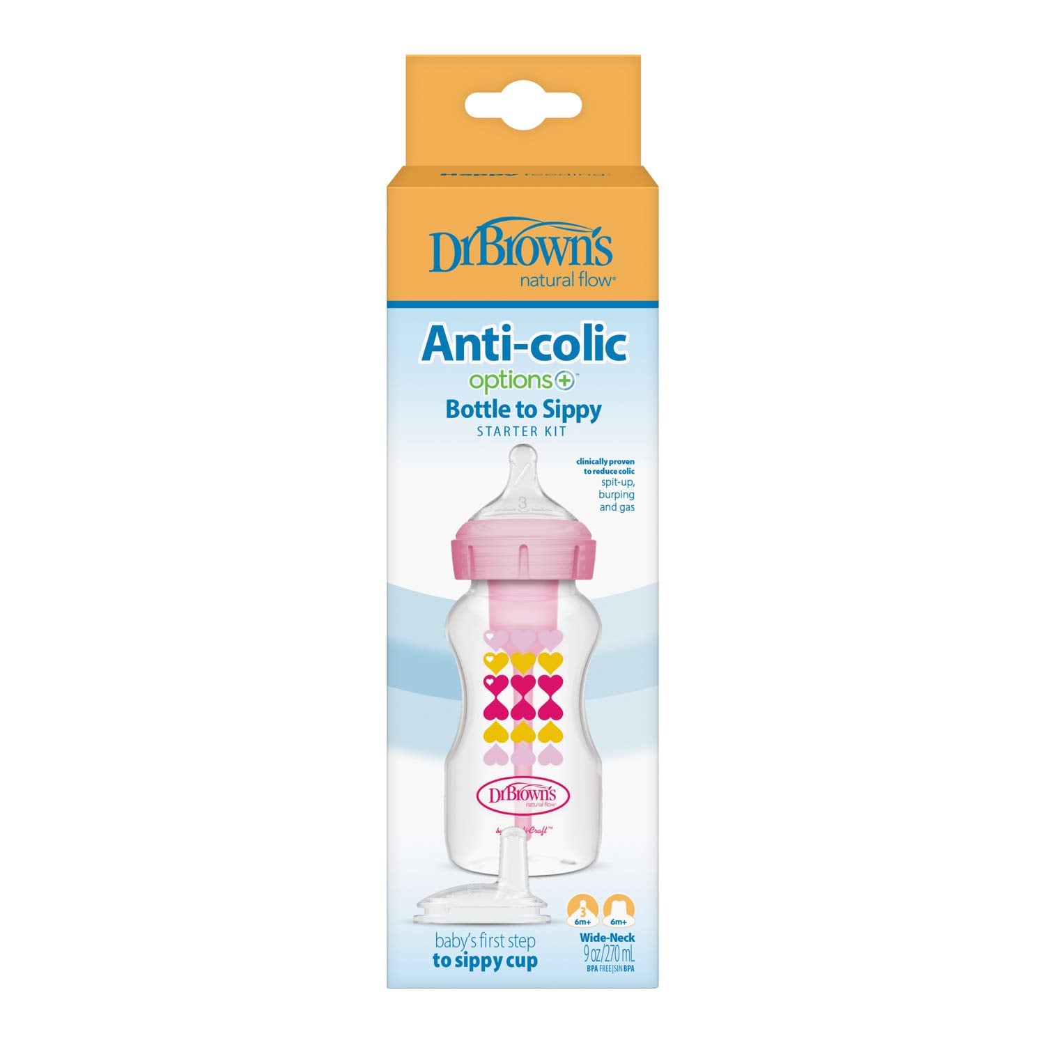 dr-brown-s-natural-flow-anti-colic-options-wide-neck-sippy-bottle-starter-kit image 2